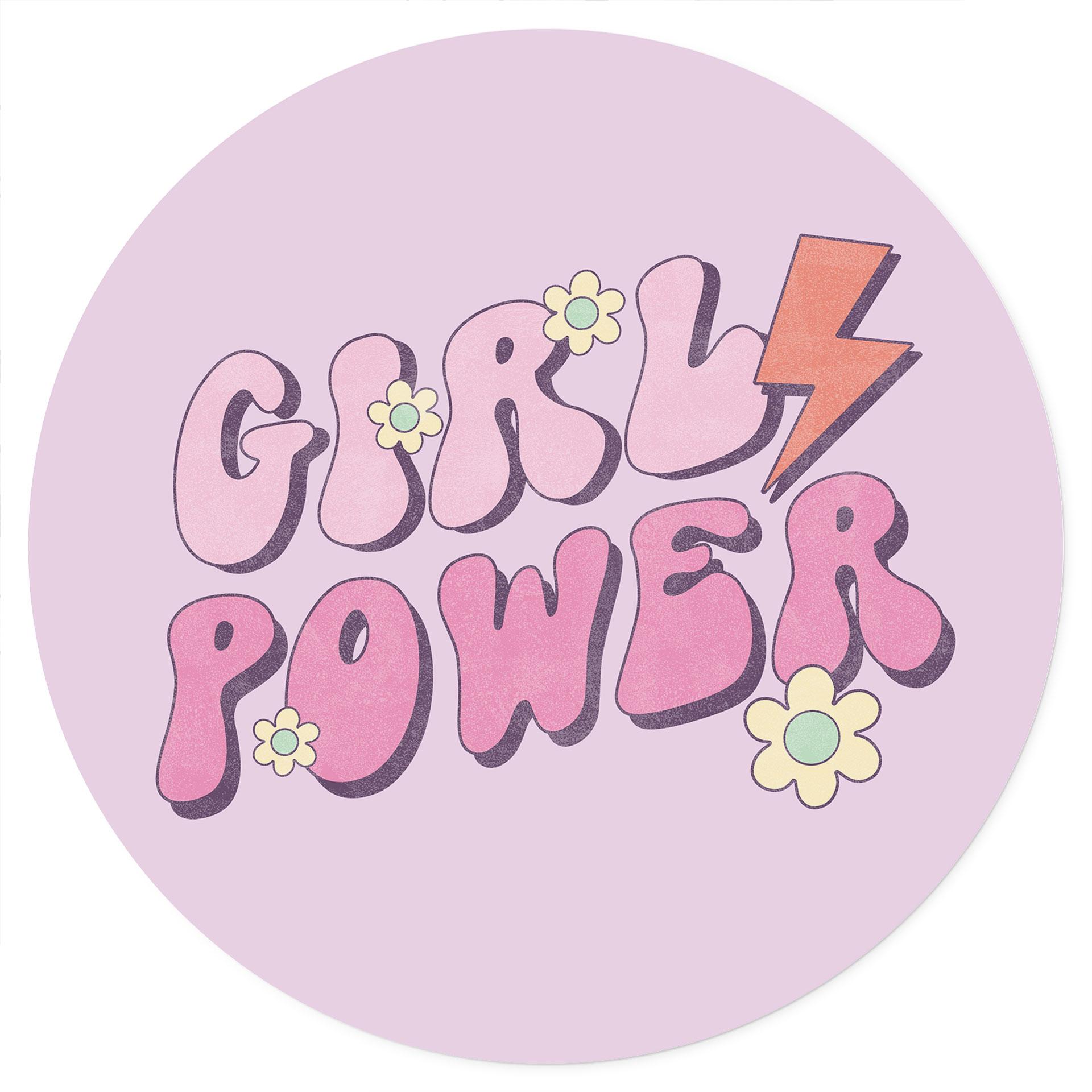 Vinilo decorativo Girl Power retro lettering púrpura - redondo