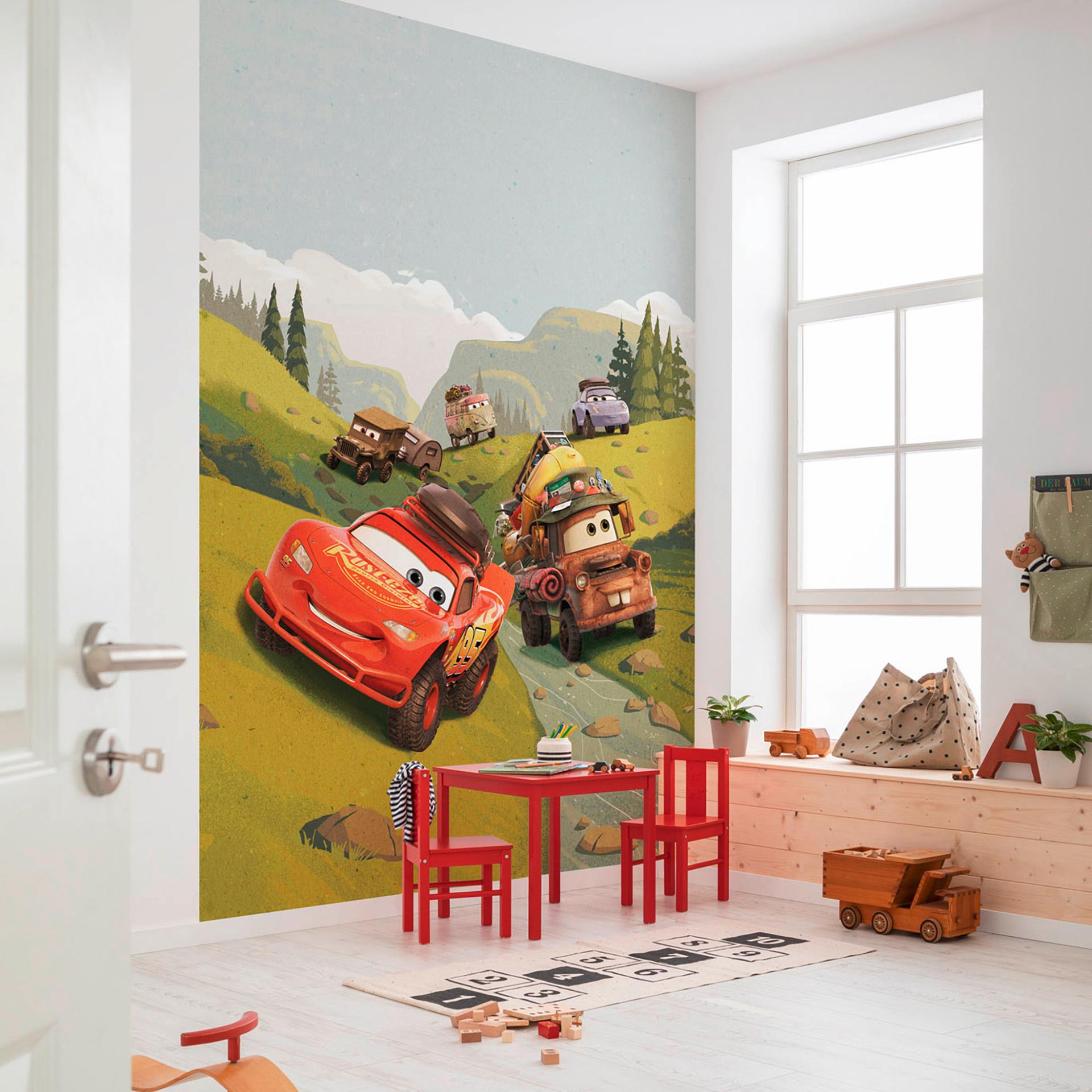 behang - Cars Camping - 200 x 280 cm