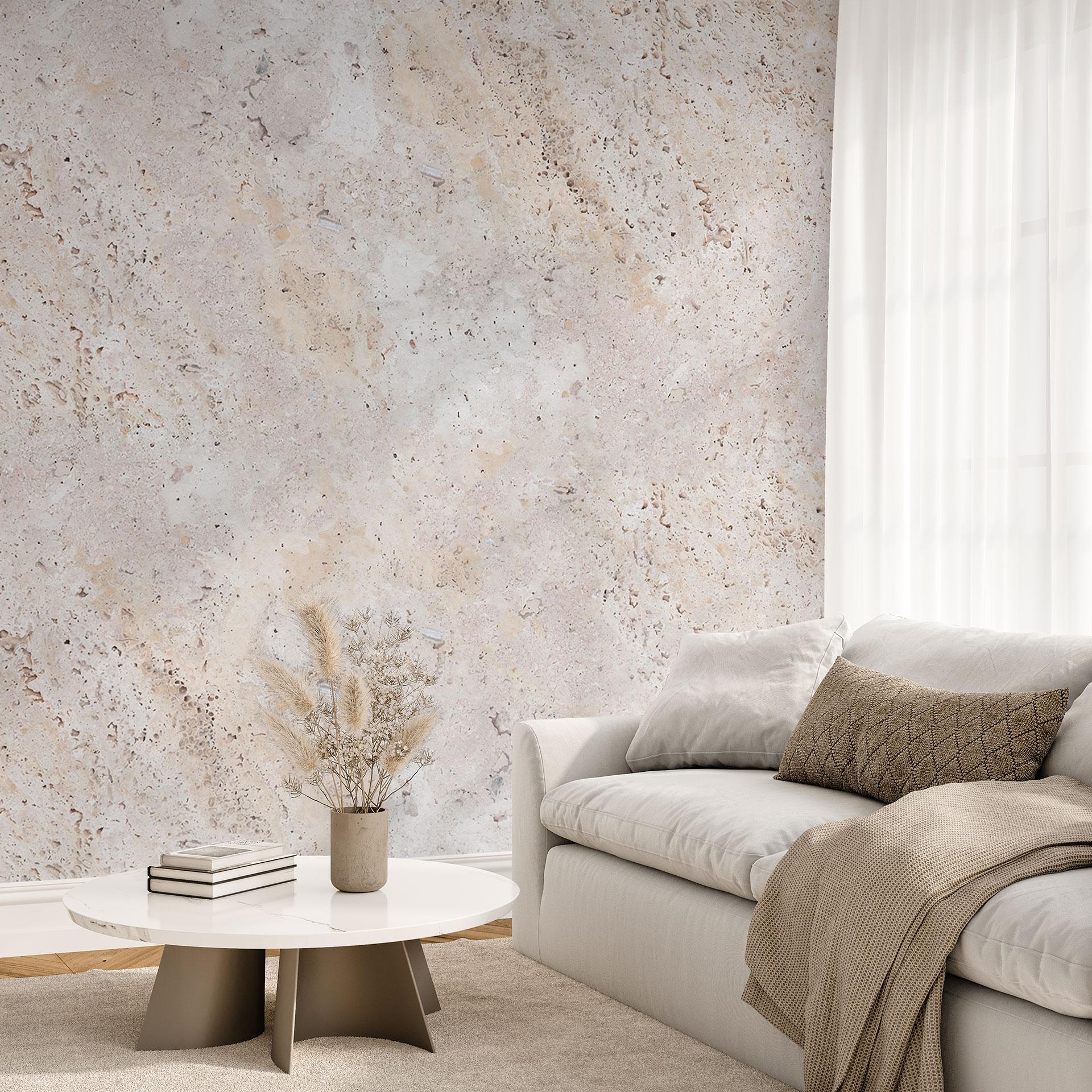 Tekstur af en beige stenvæg | Fototapet af sten - Pictufy Studio