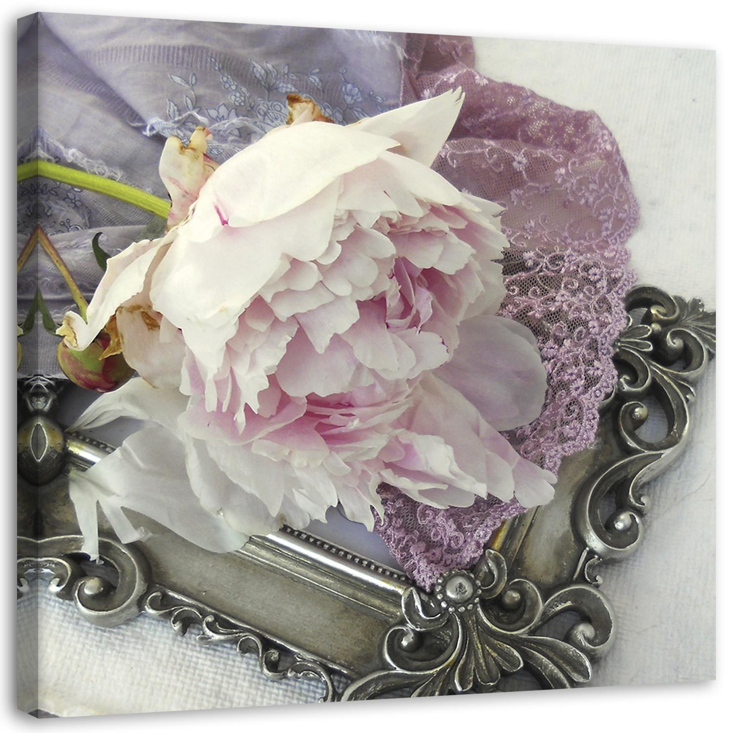 Canvasbillede, Rosenblomster på et spejl