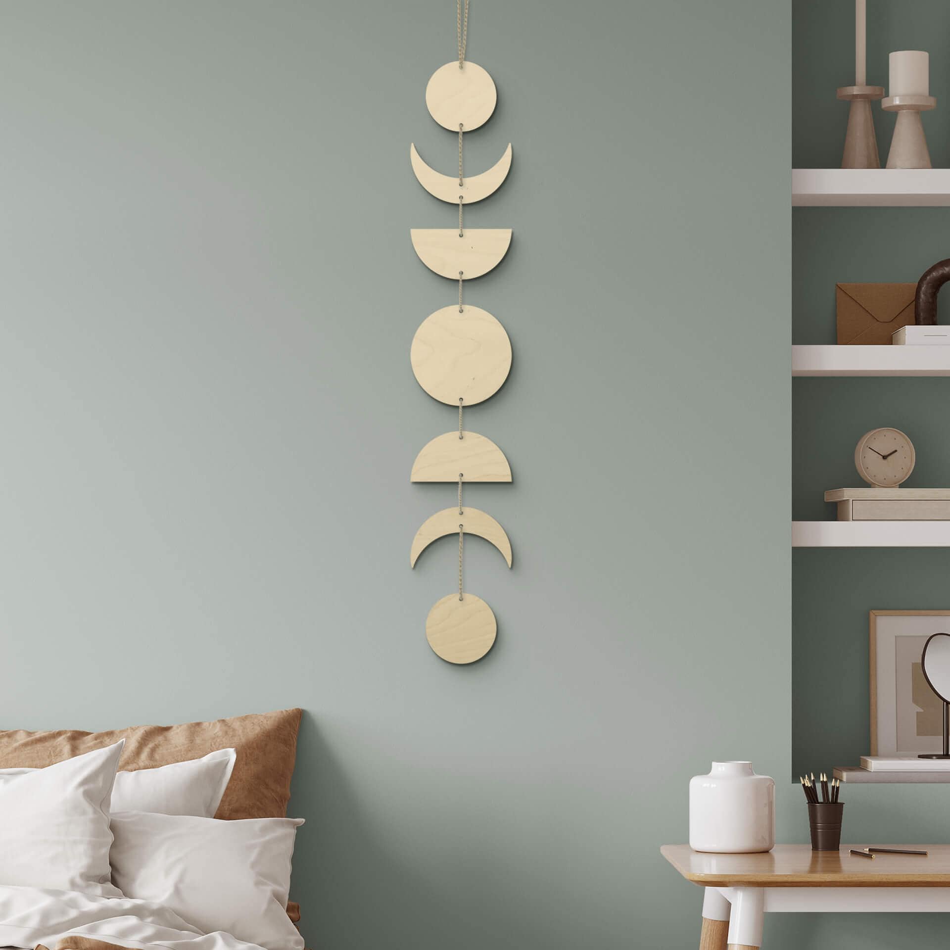 Décoration en bois placage peuplier phase de lune