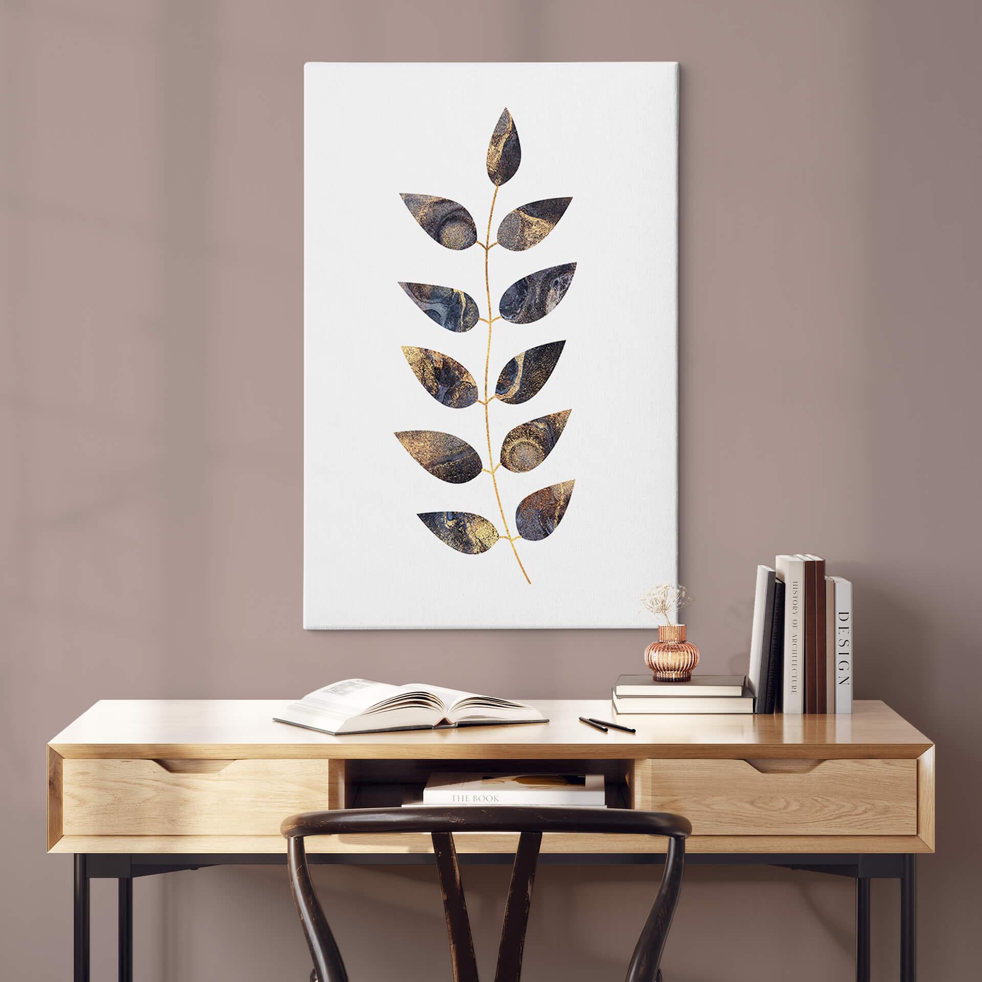 Canvas Fredriksson - Marble Leaves
