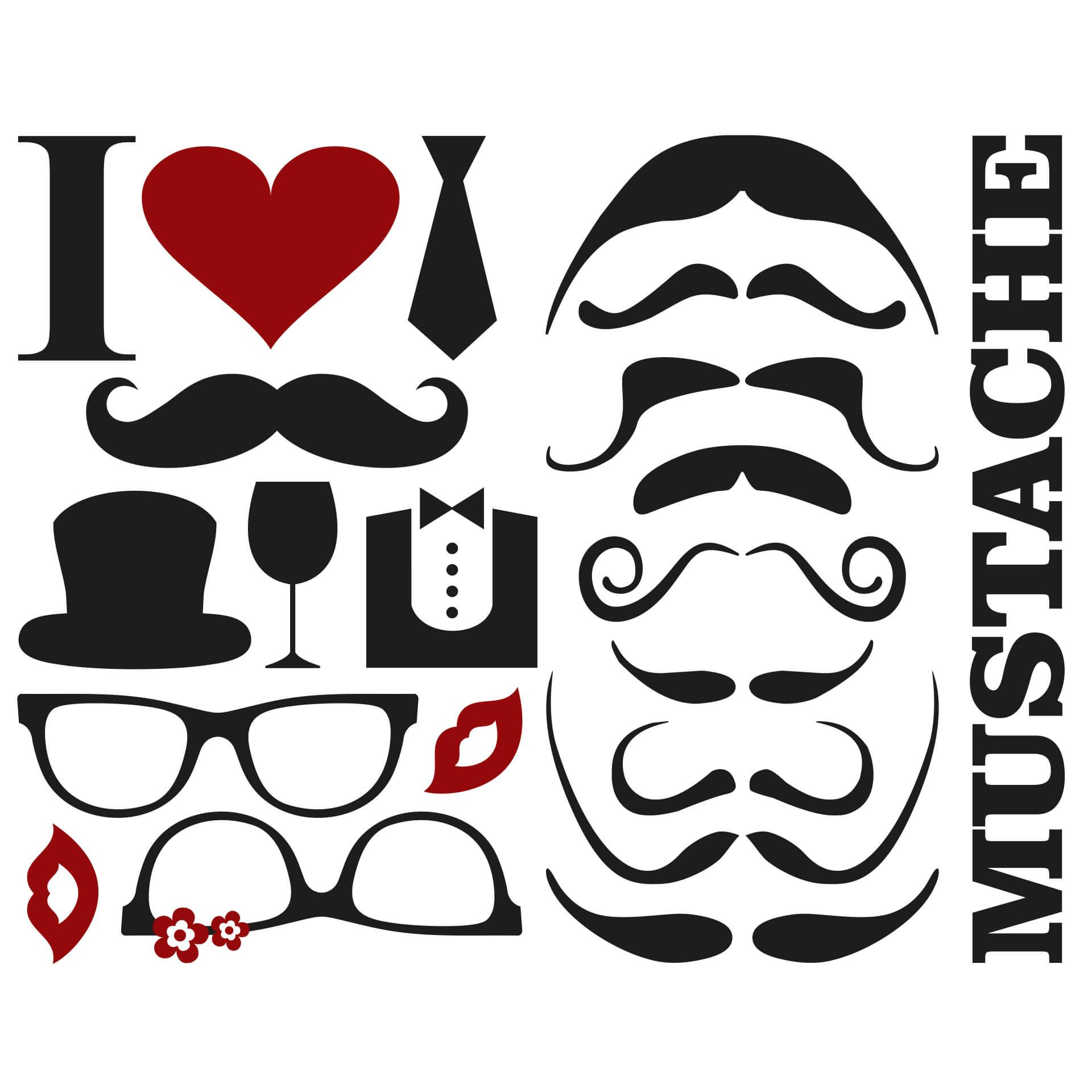Wandtattoo Mustache Pete Set