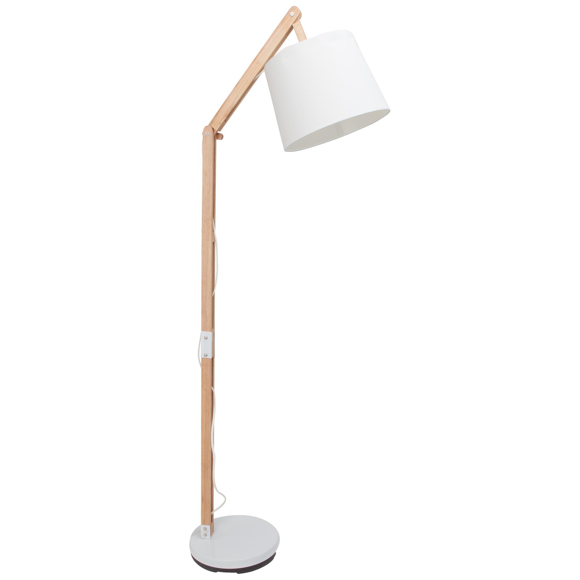 Stehleuchte Diego, beige, 163 x 80 cm, Holz Stehlampe, dimmbar