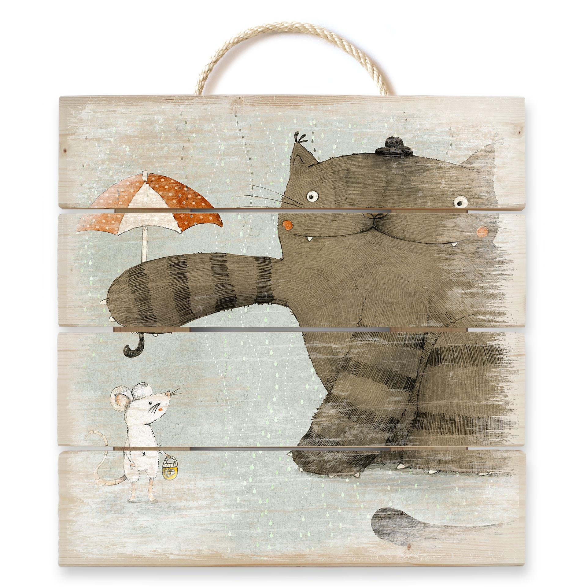 Obraz drewniany Loske - Parasol - 40x41,5 cm