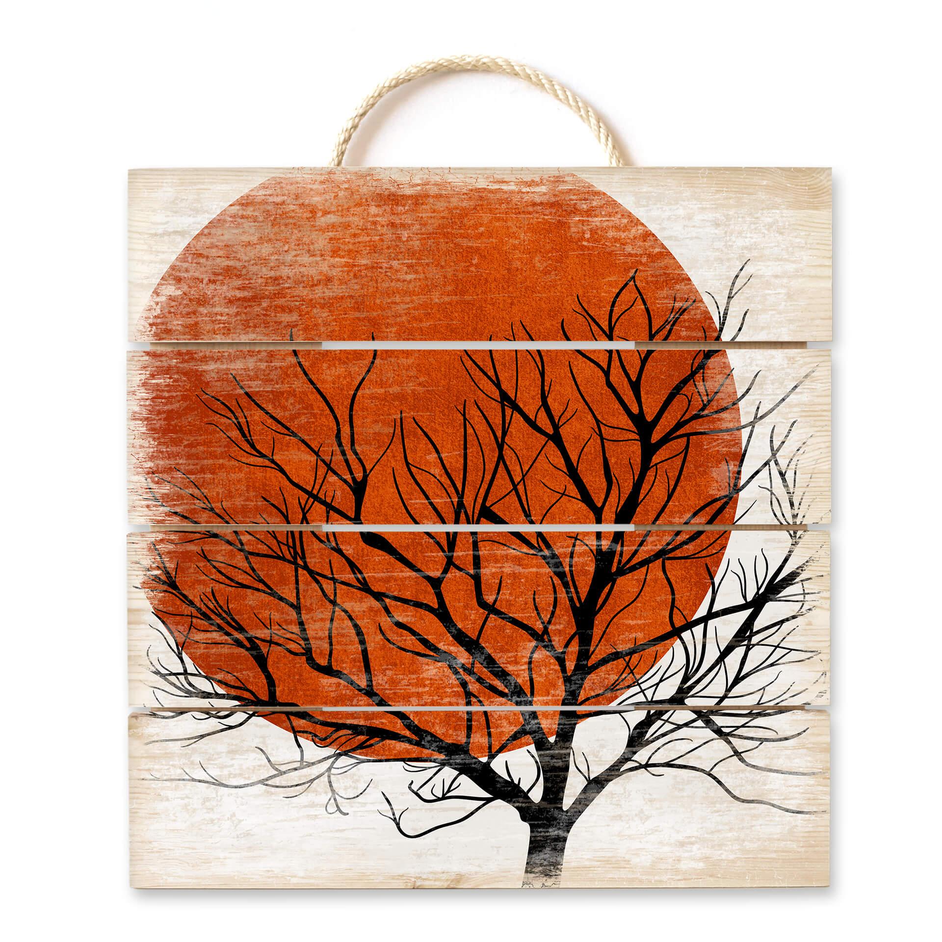 Cuadro de madera Kubistika - Cálida puesta de sol - 40x41,5 cm