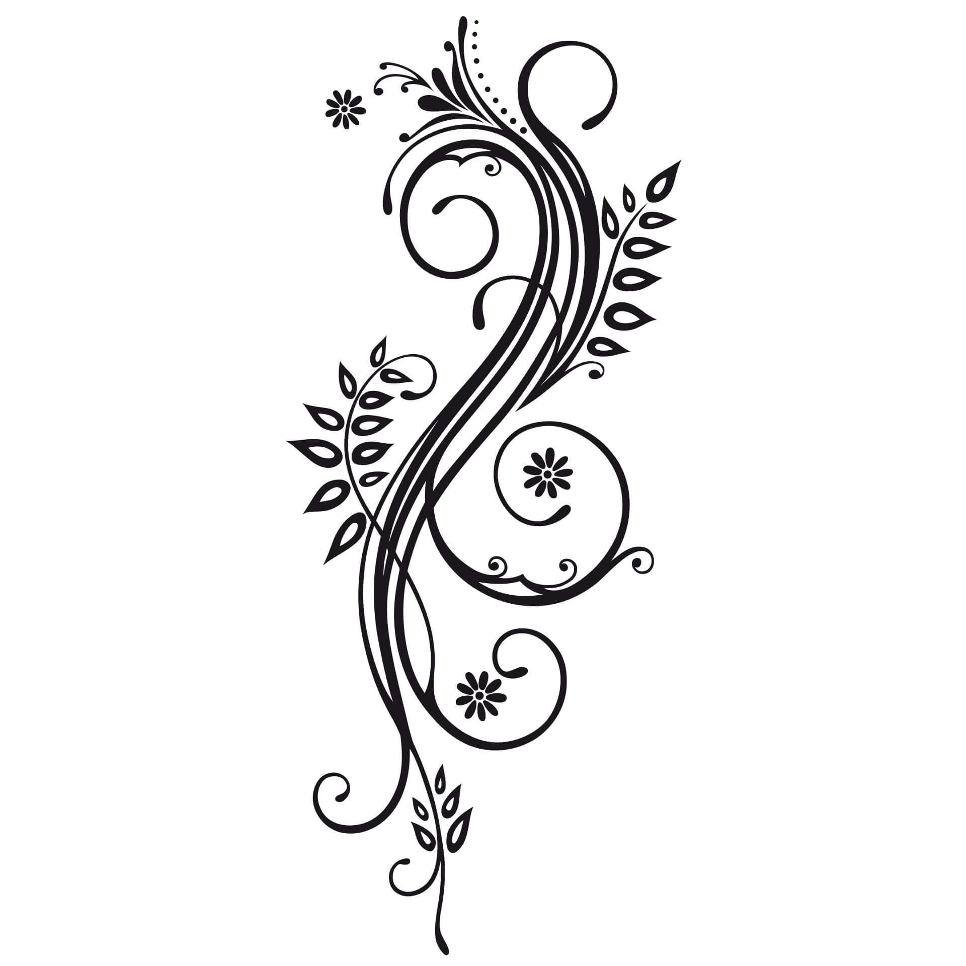 Muursticker Tak met Bloemen 8 (2-kleurig)