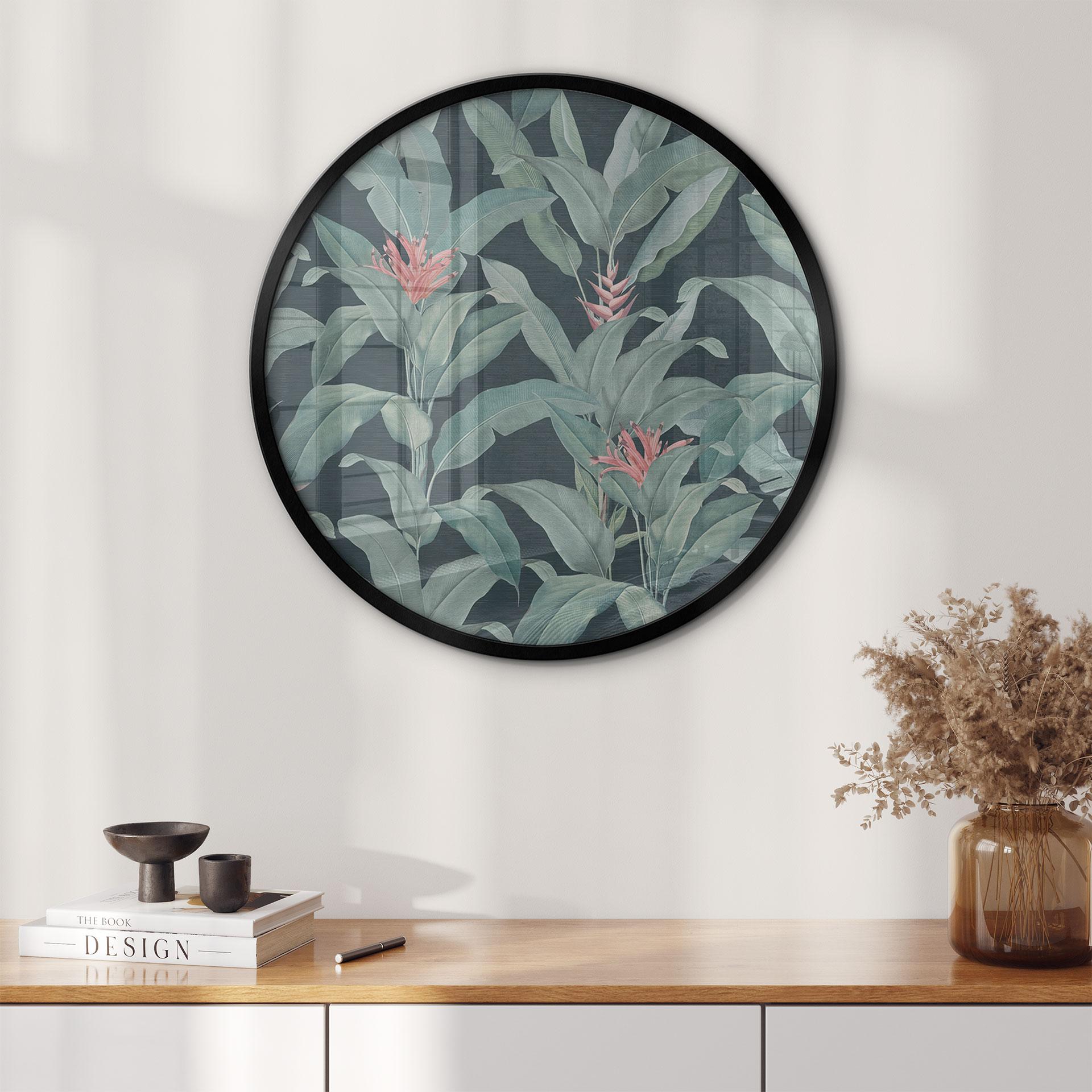 Plakat Urban Jungle Tropical Leaves Green - Bloomery Decor - Round