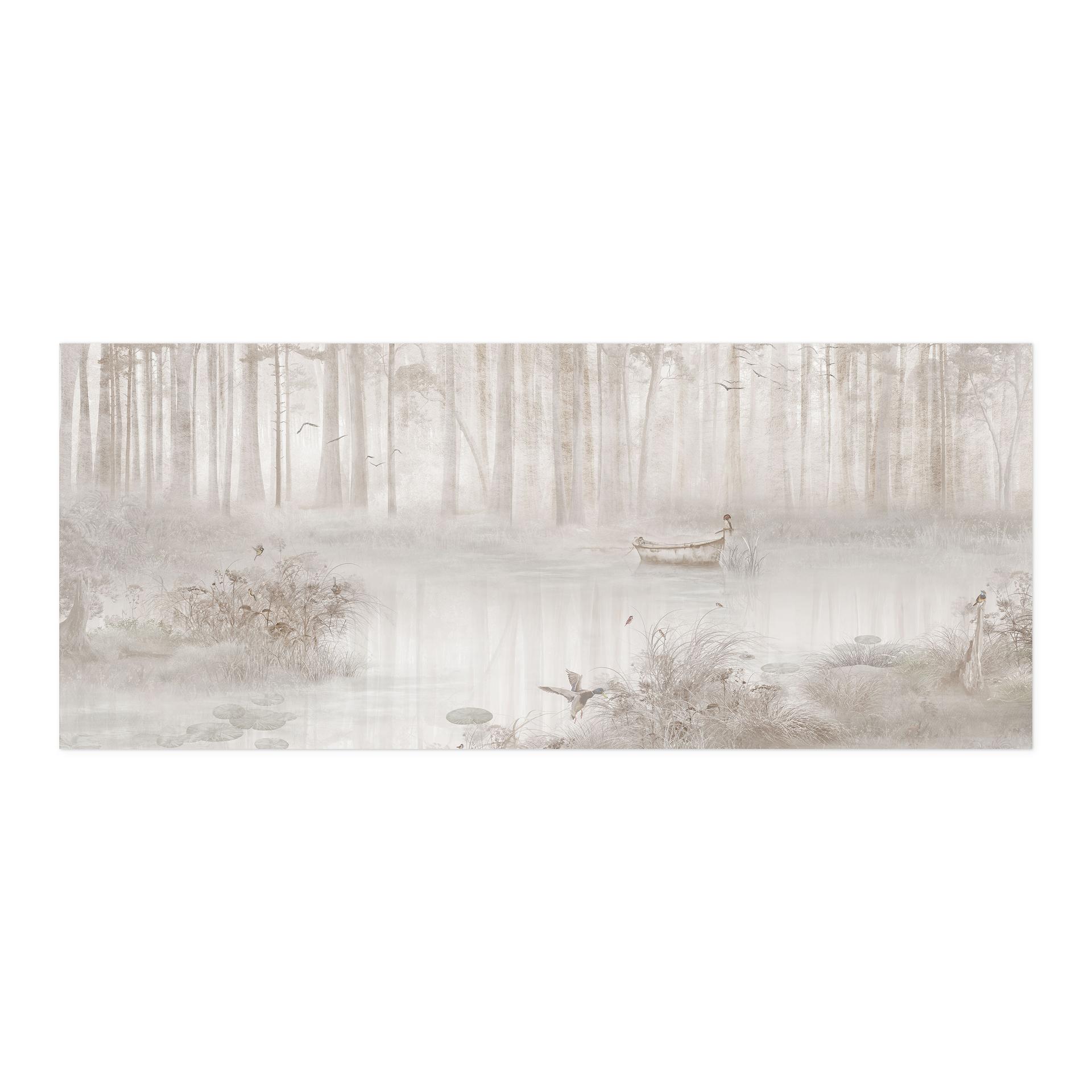 Selbstklebende Küchenrückwand Wald am See im Nebel in Beige - Ms Tiff