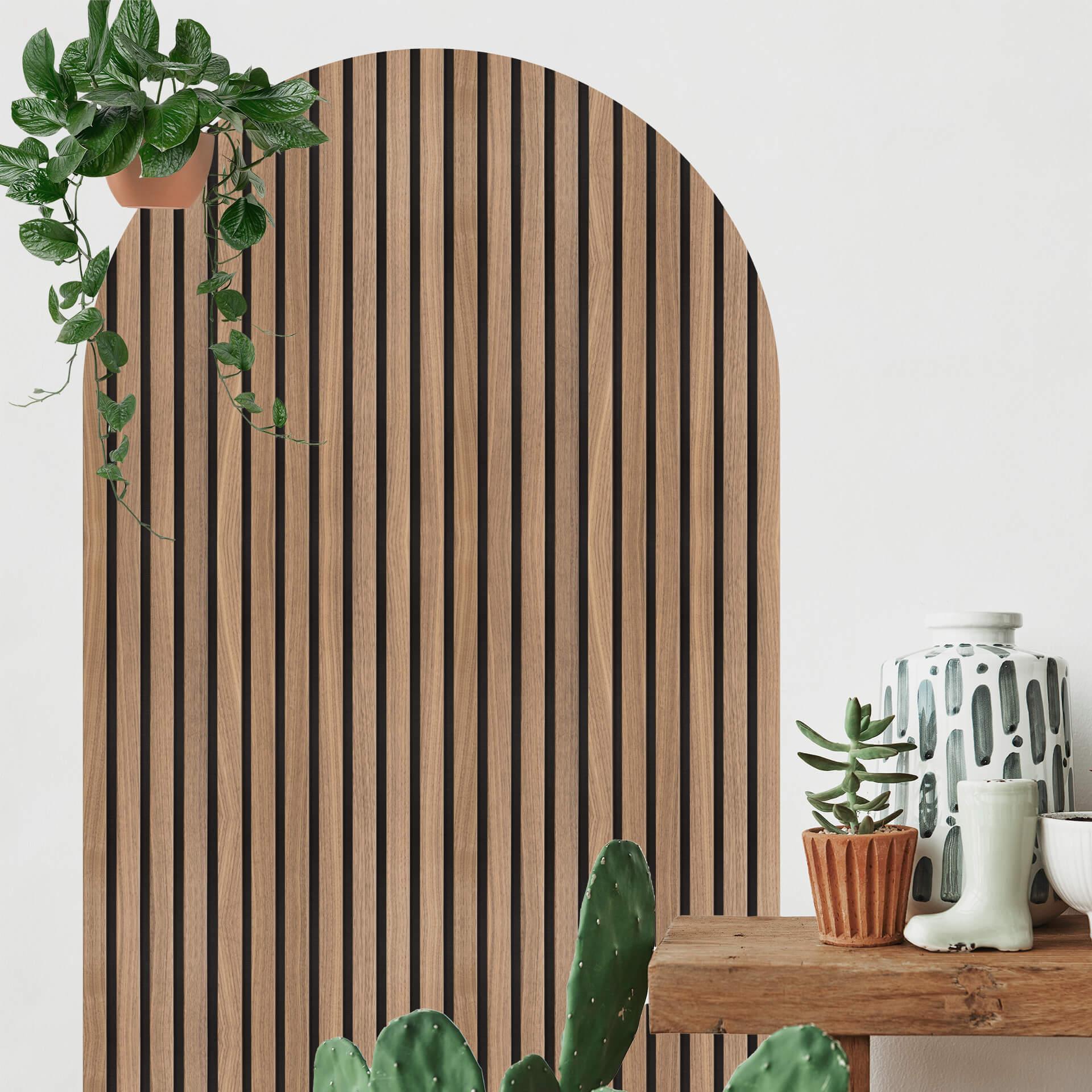 Wallsticker Vægpanel i træ ser bredt ud