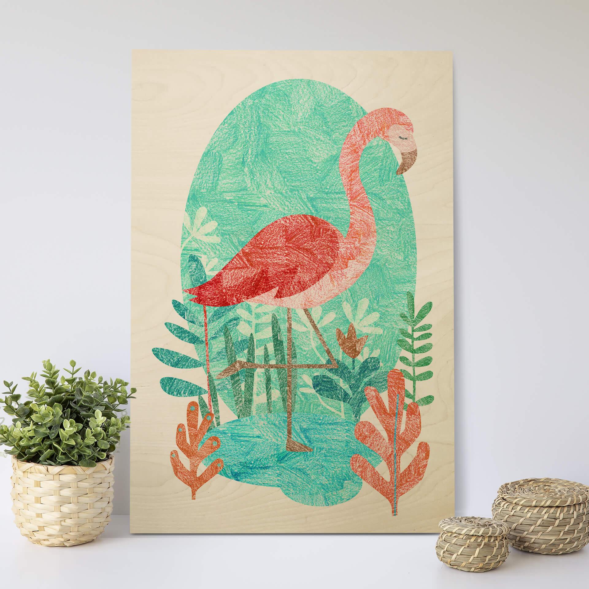 Billede af træ Goed Blauw - Flamingoen