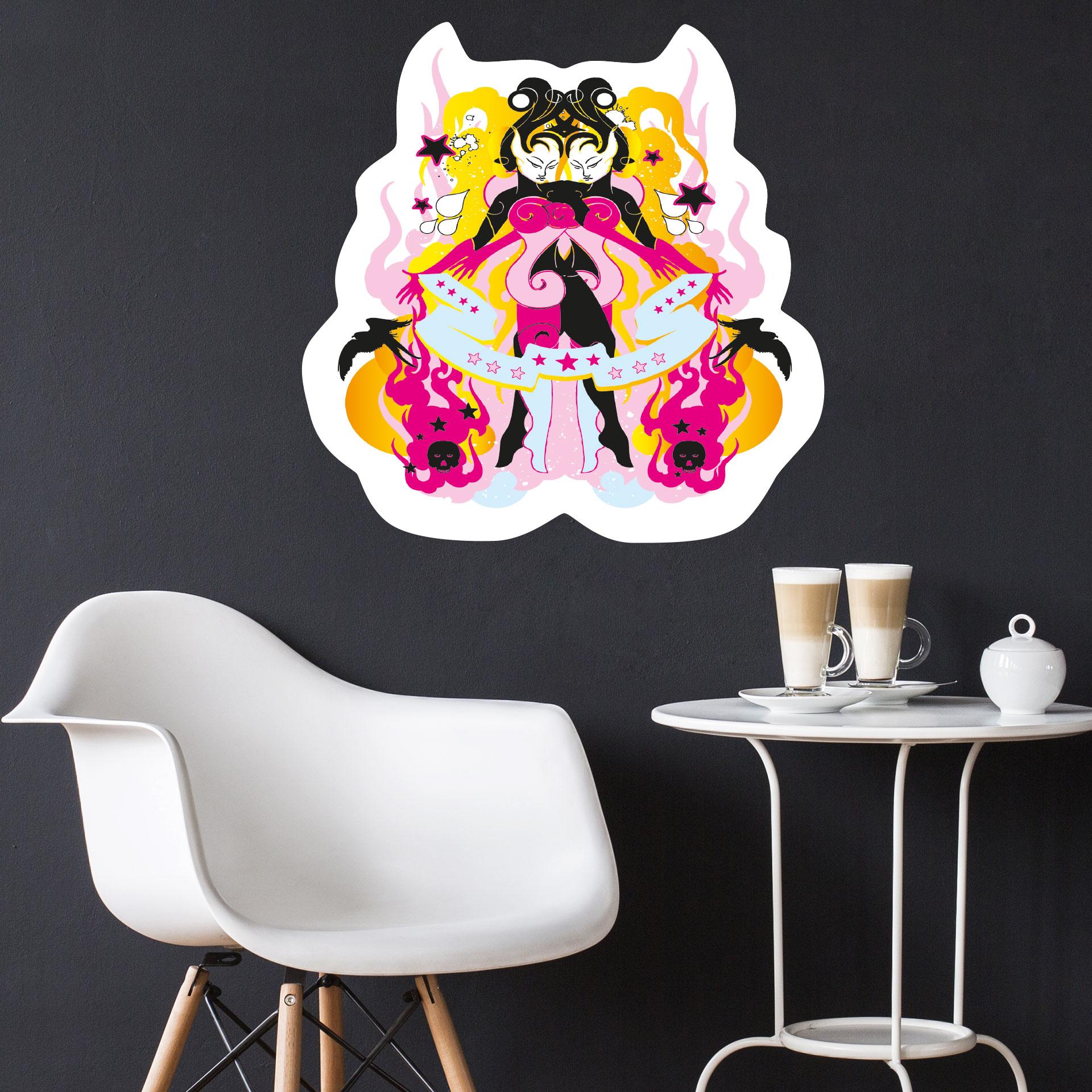 Sticker mural - LA Ink jumeaux dans le chaos multicolore