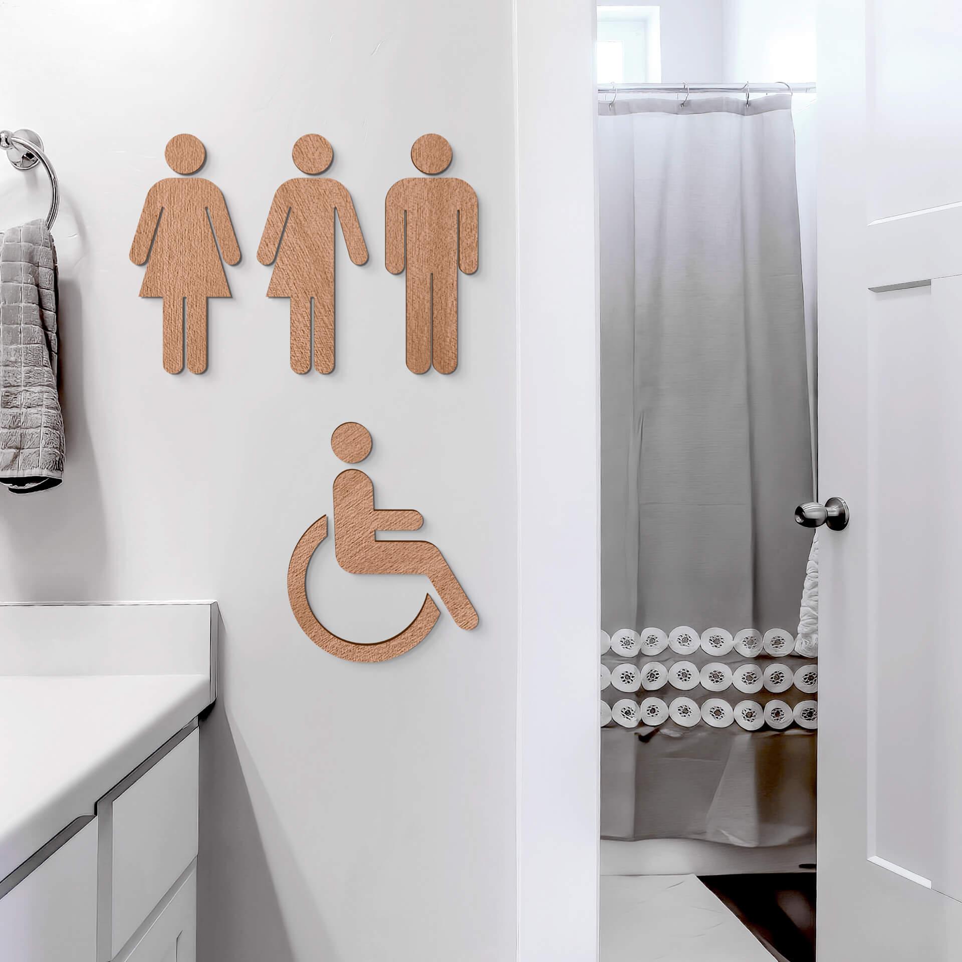 Décoration en bois placage acajou - Panneau WC