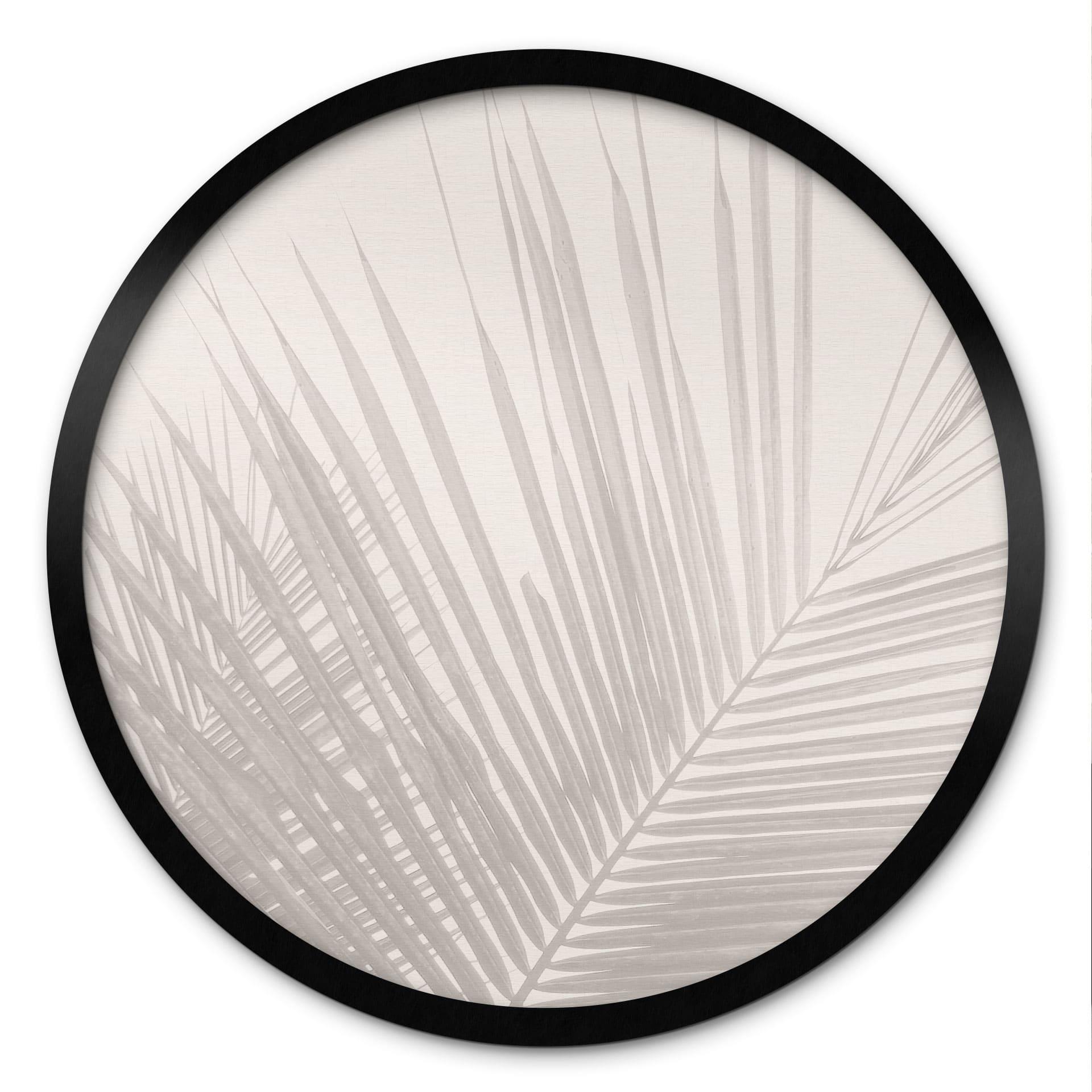 Plakat med palmeblade i hørlook - Bloomery Decor - Rund