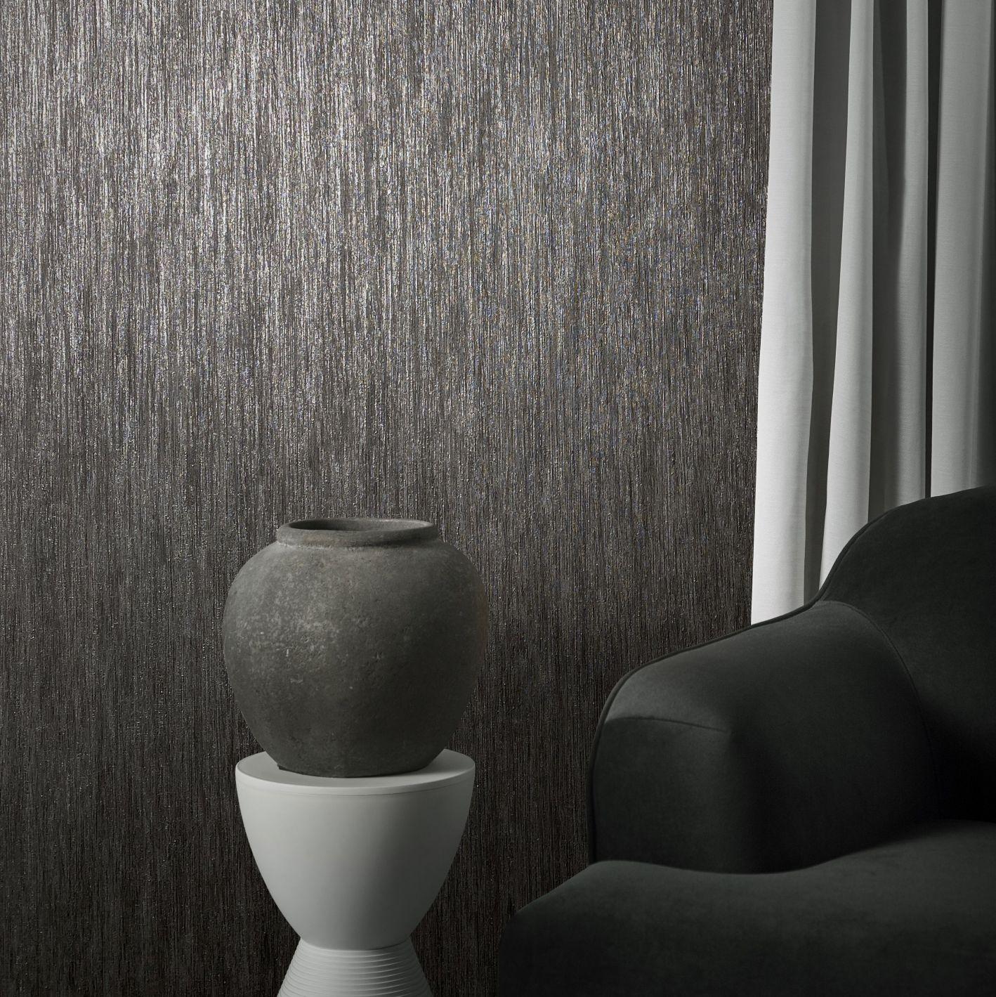 Papier peint uni, intissé Natural Opulence noir
