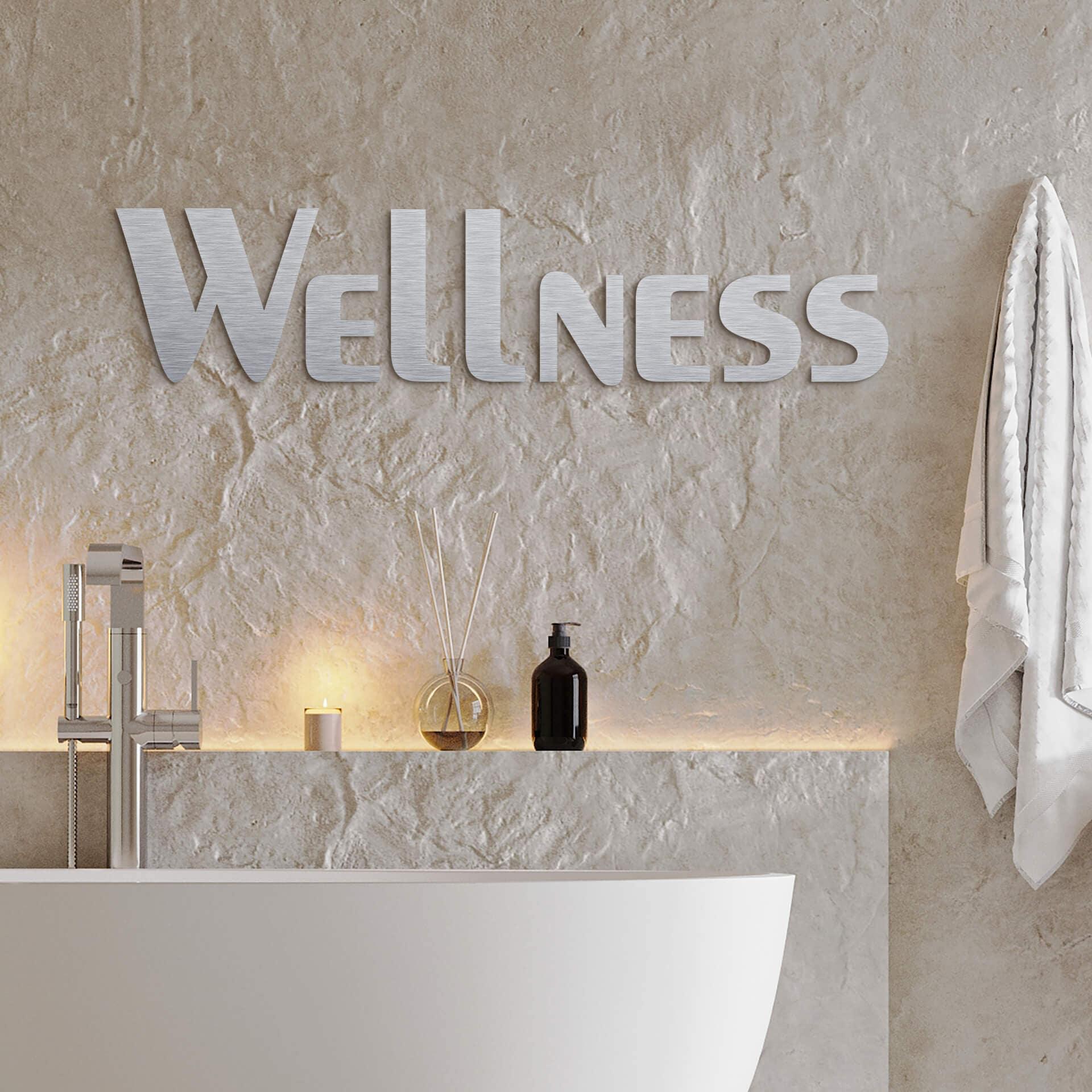 Letras de aluminio Dibond - Efecto plata - Bienestar