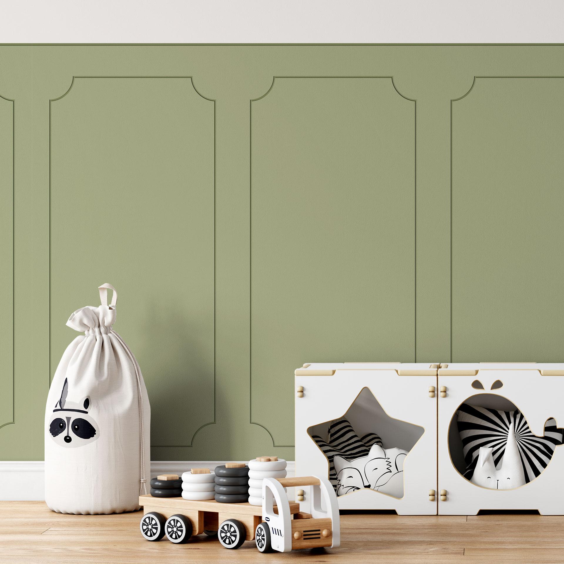 Wandpanelen Wandbekleding pistache met sierbiesoptiek