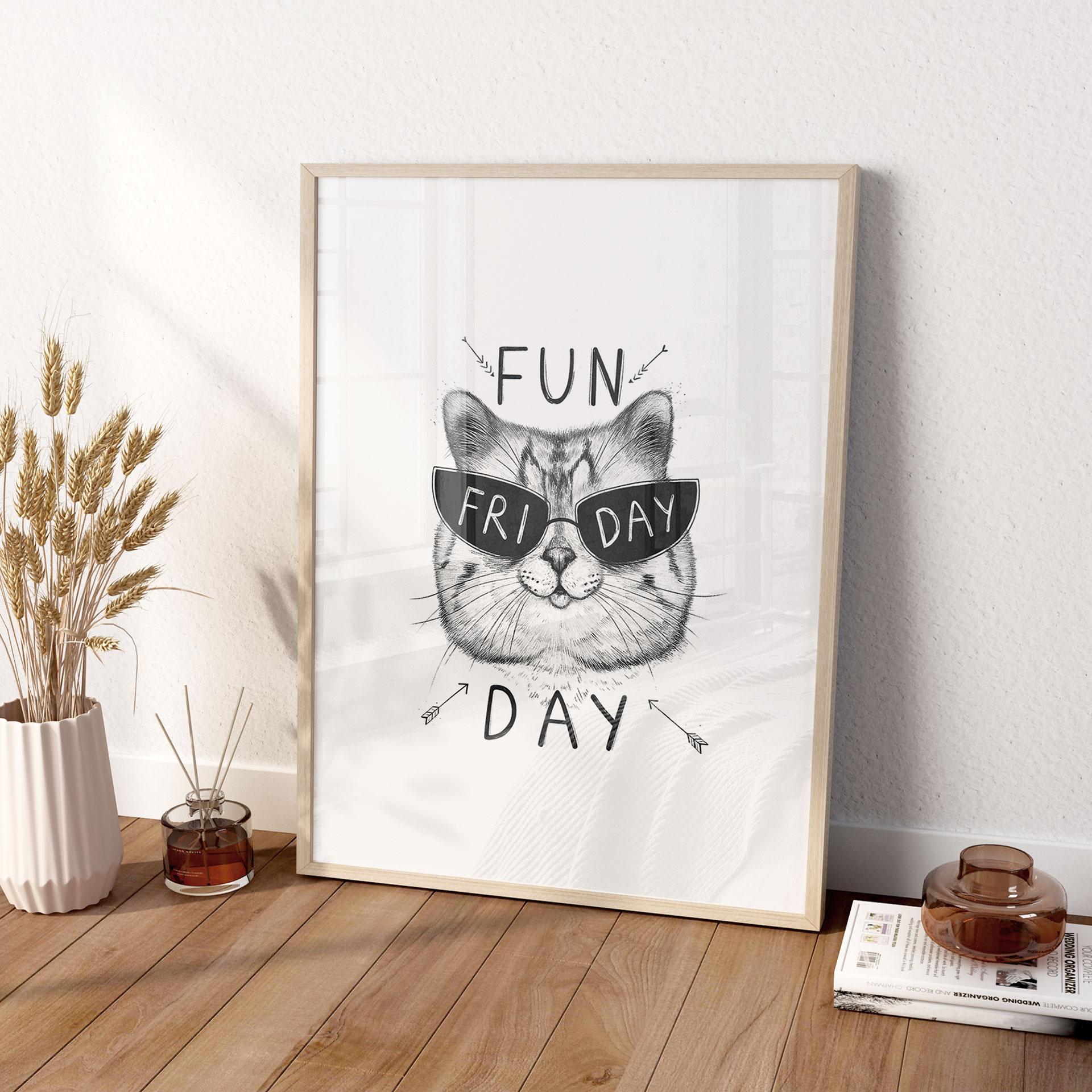 Póster gato con gafas de sol - Fun Friday Cat - Korenkova