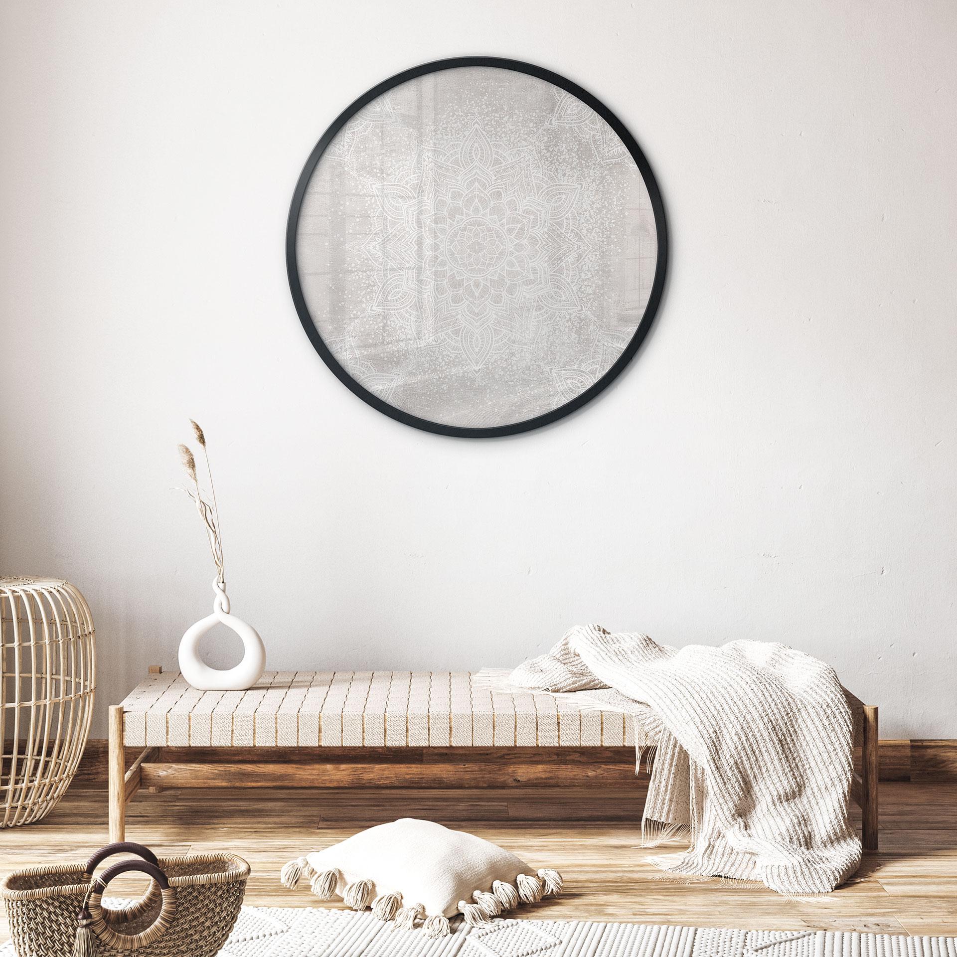 Plakat Soft Mandala på grå-beige - Bloomery Decor - Rund