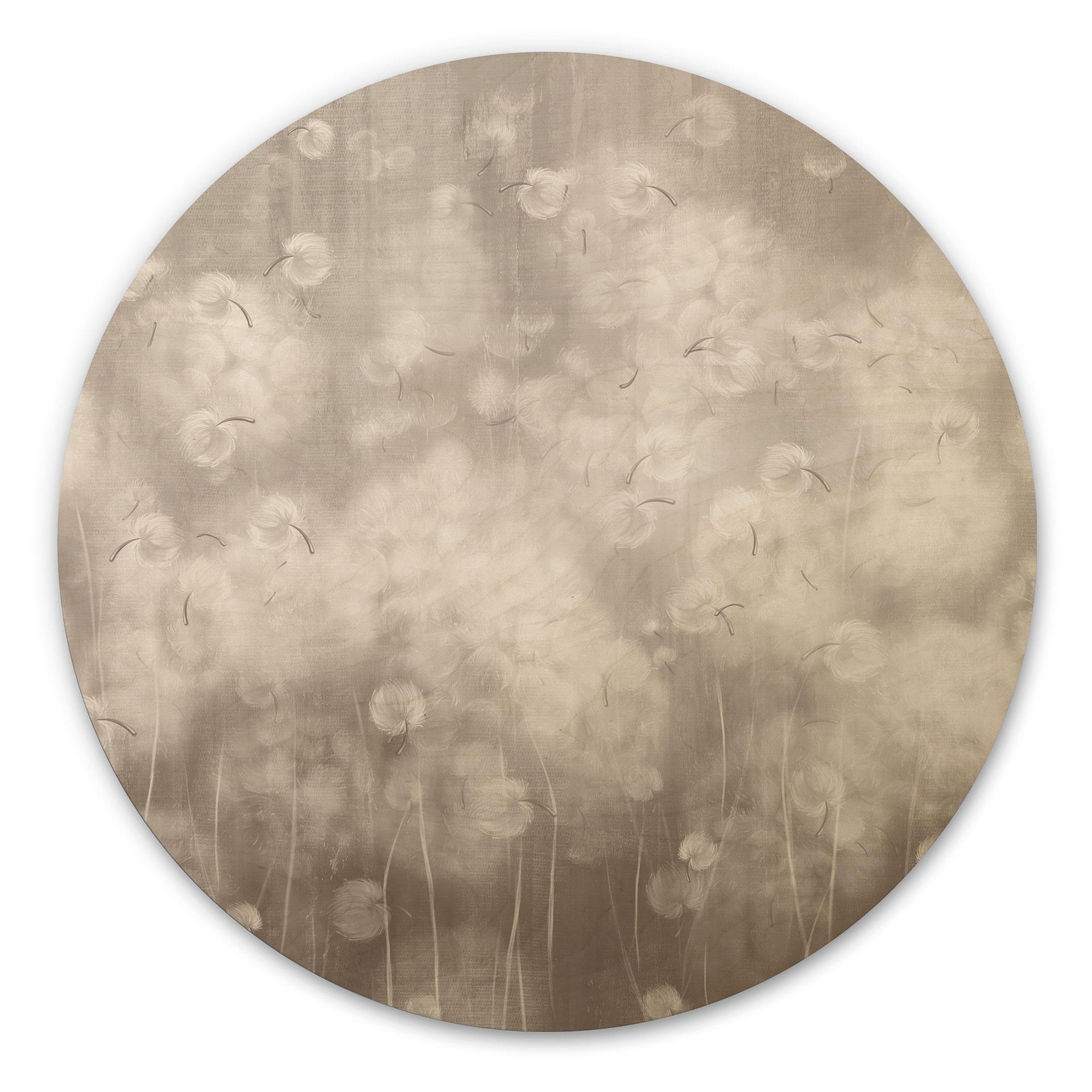 Houten Wanddecoratie Dandelion Dream in Beige - Ms Tiff - Rond