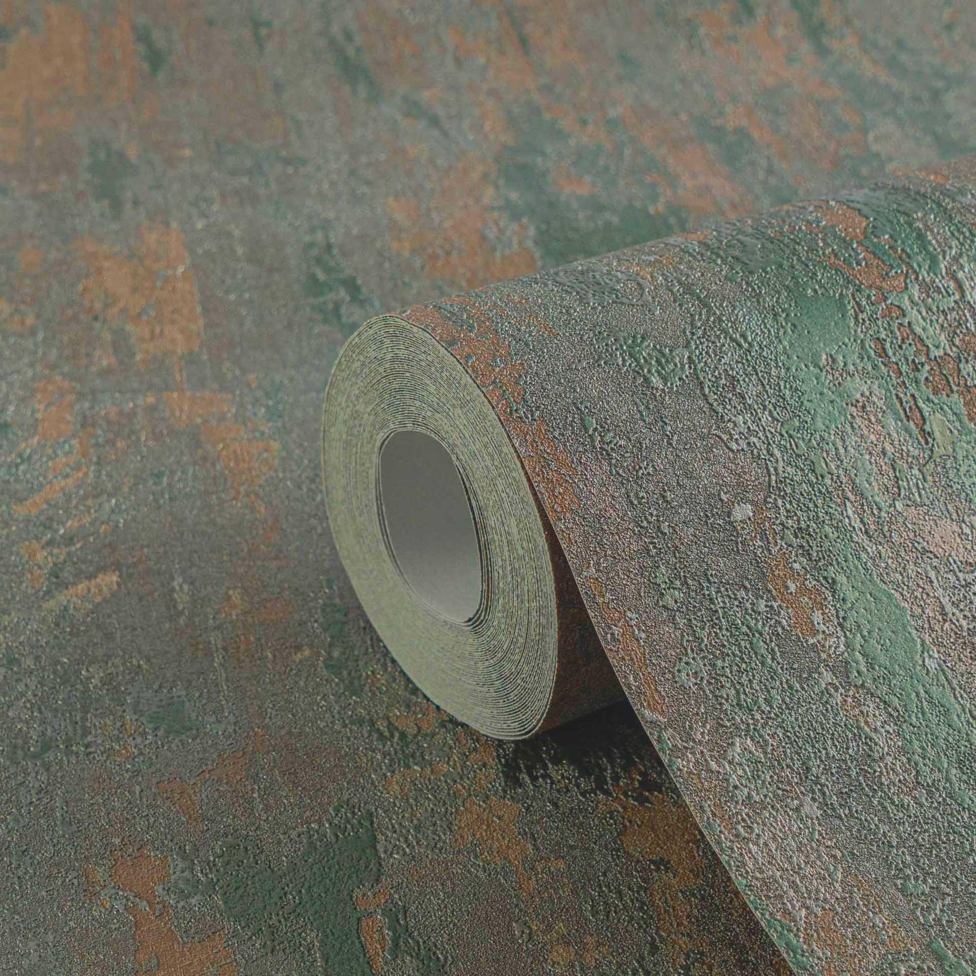 Vintage Tapete Metallic-Effekt Grün Bronze Vliestapete Strukturtapete A.S. Création