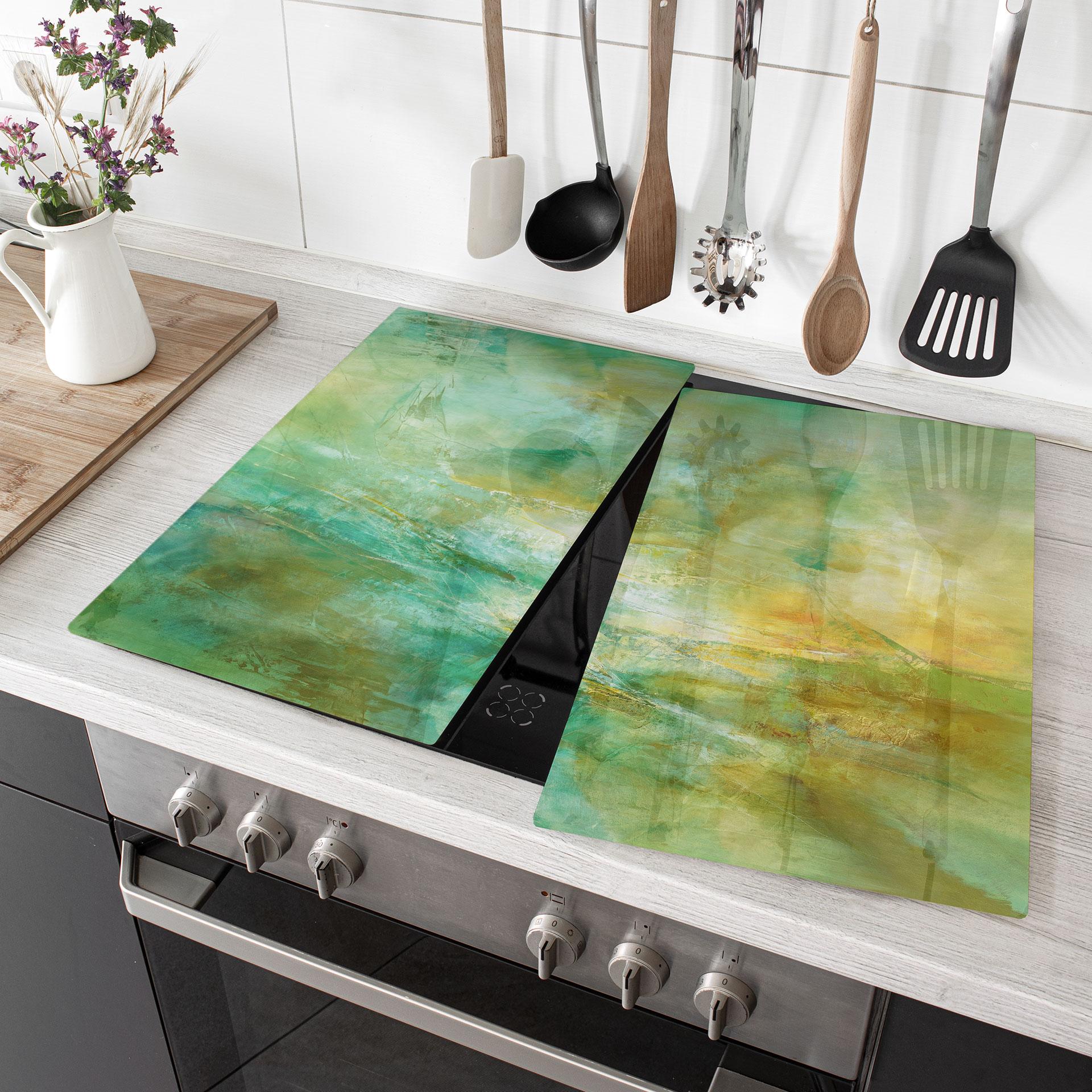 Dækplade til komfur Abstract horizon i limegrøn - Schmucker