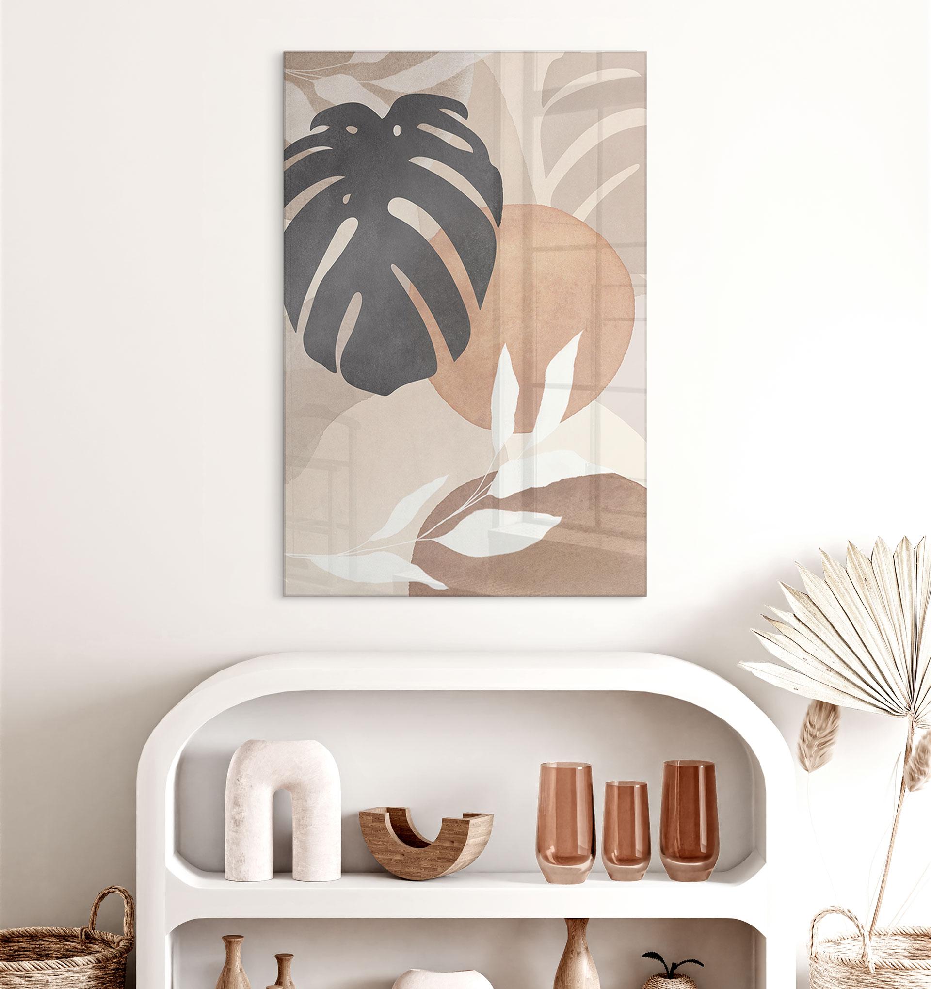 Akrylbillede Boho Monstera-plante i naturlige farver - Melloi Art Prints
