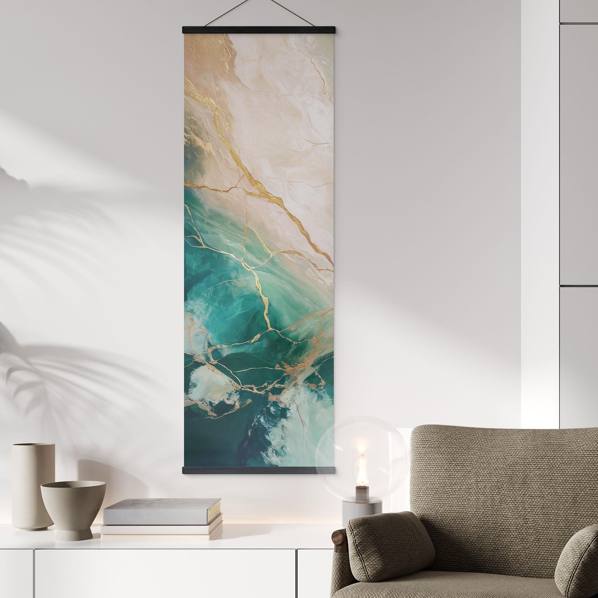 Tekstil plakat Elegance of the Ocean - Golden Currents - Alpenglow Workshop - Panorama