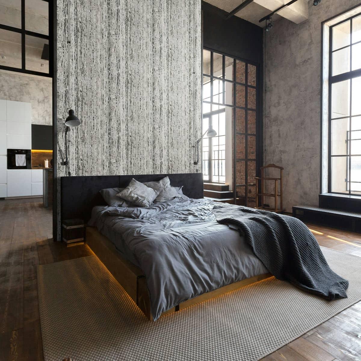 Vliesbehang met travertin steen effect in natural look grijs, bruin structuur