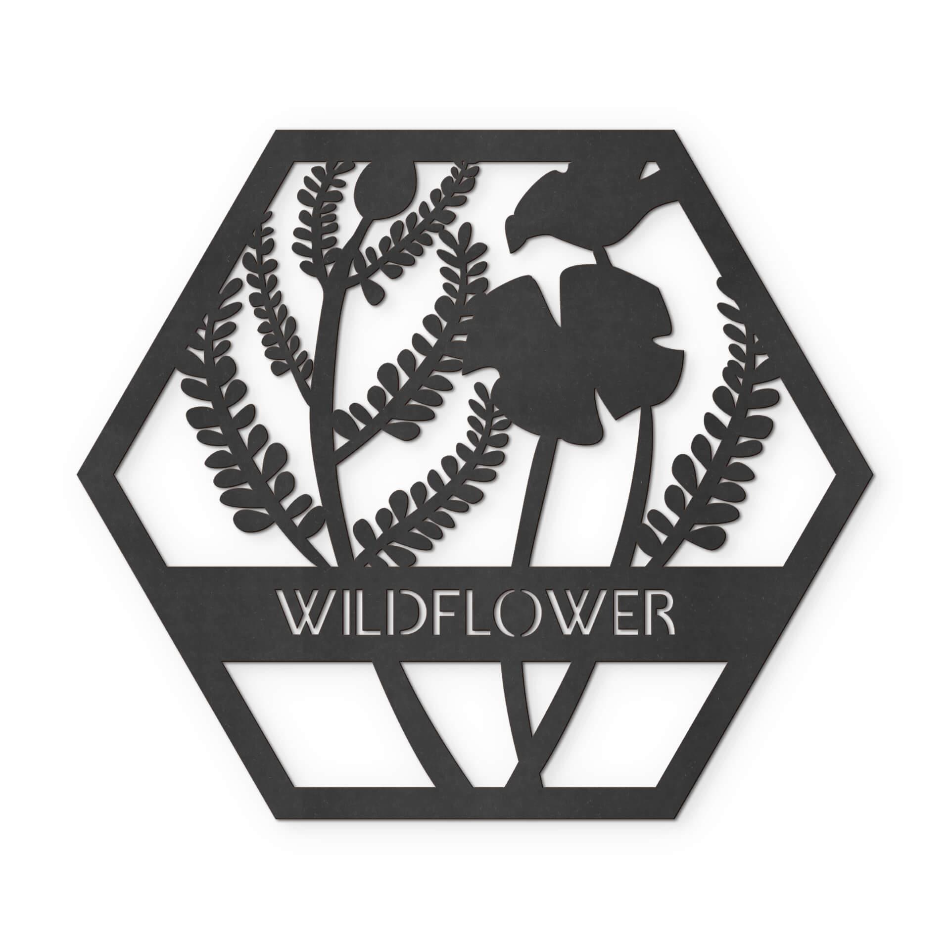 MDF - Decoración en madera - Flores en hexágono - Wildflower