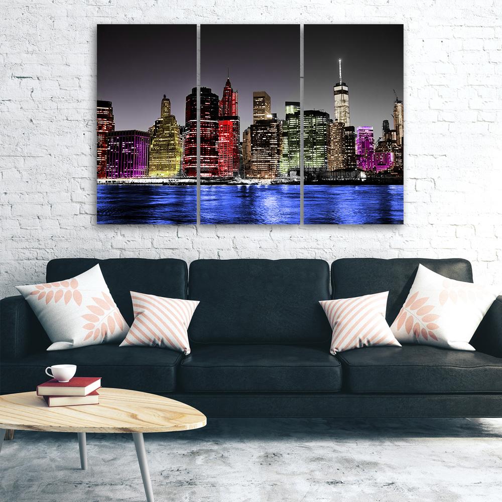 3 stykke lærredstryk, Architecture Skyline New York