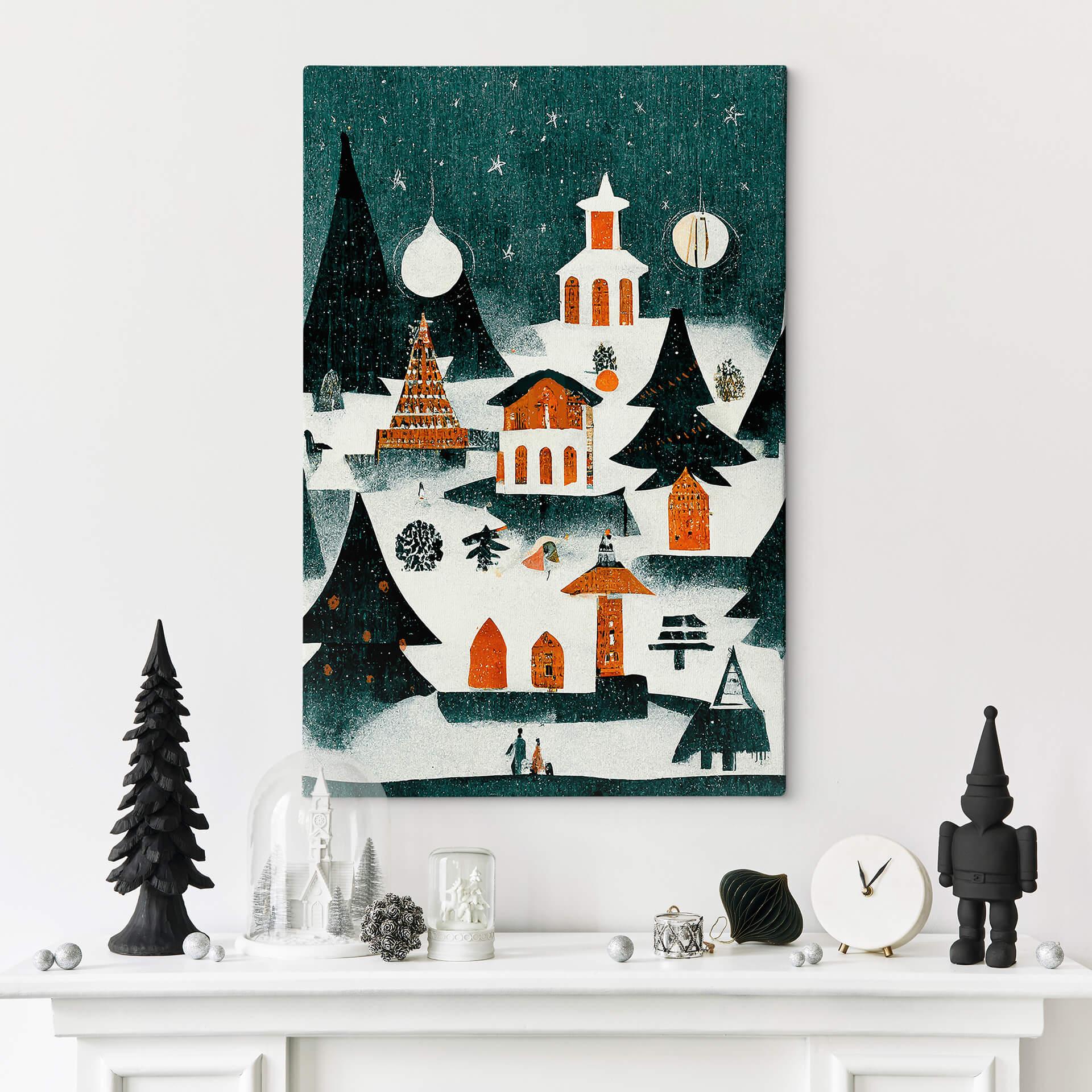 Canvas Treechild - Winter in de Nacht