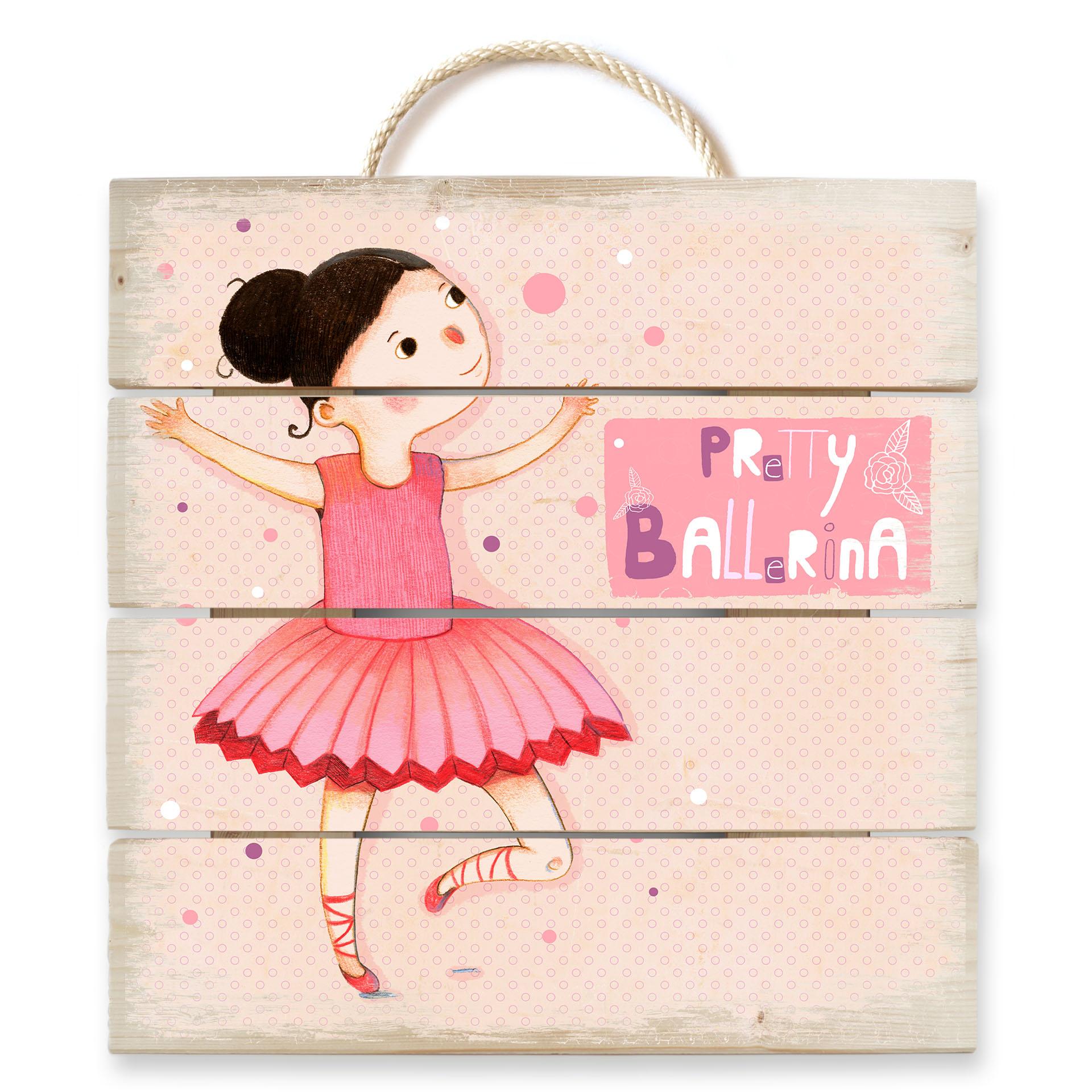 Obraz drewniany Loske - Pretty Ballerina - 40x41,5 cm