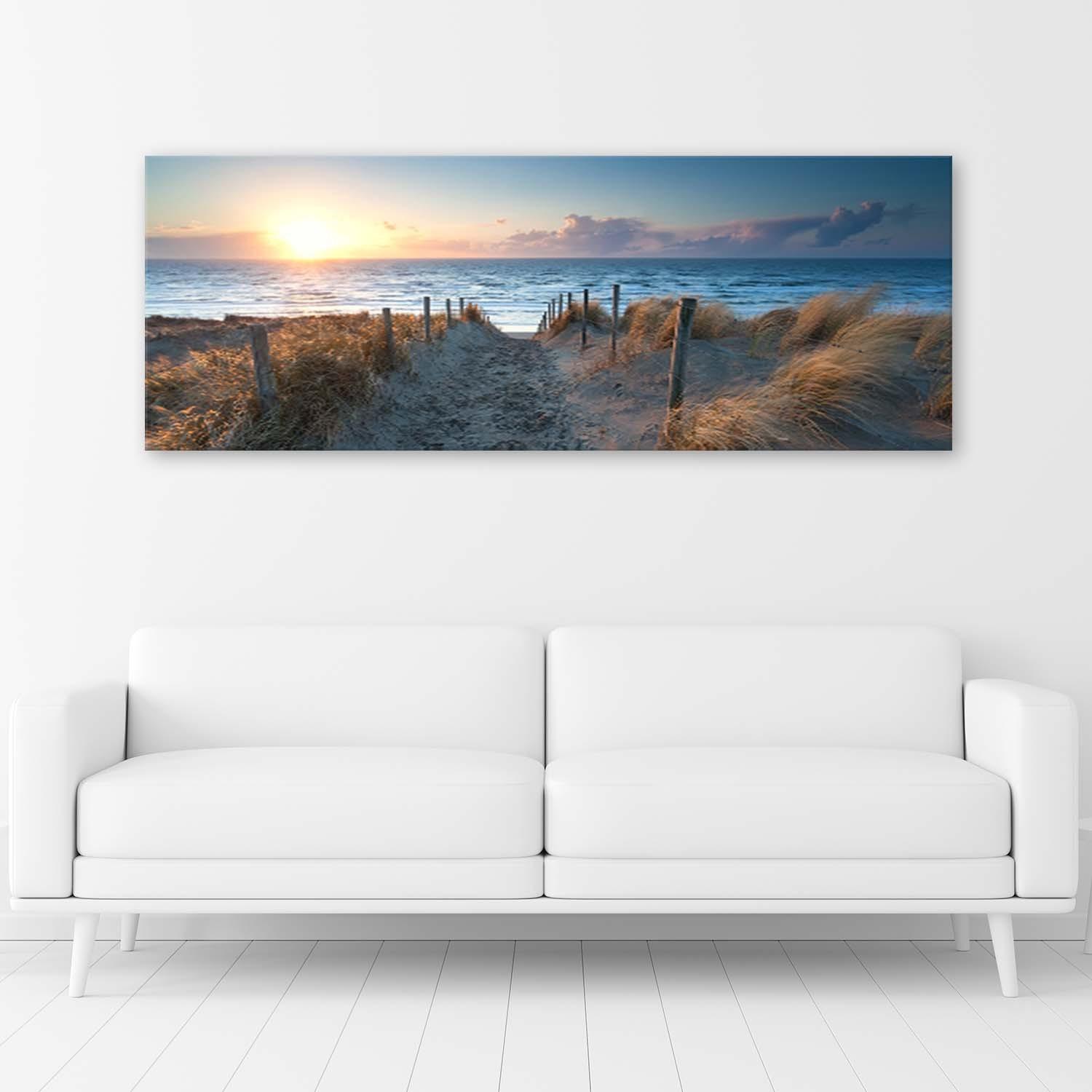Canvasbillede, Solnedgang på stranden
