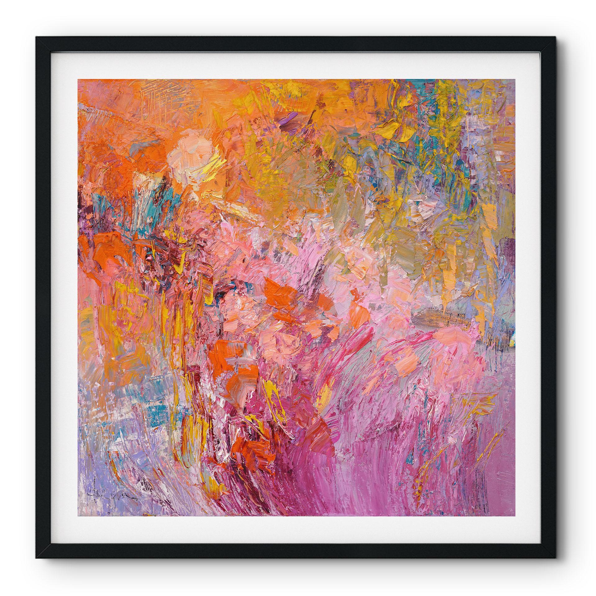 Póster abstracto de un colorido jardín de rosas - Fagan - Cuadrado