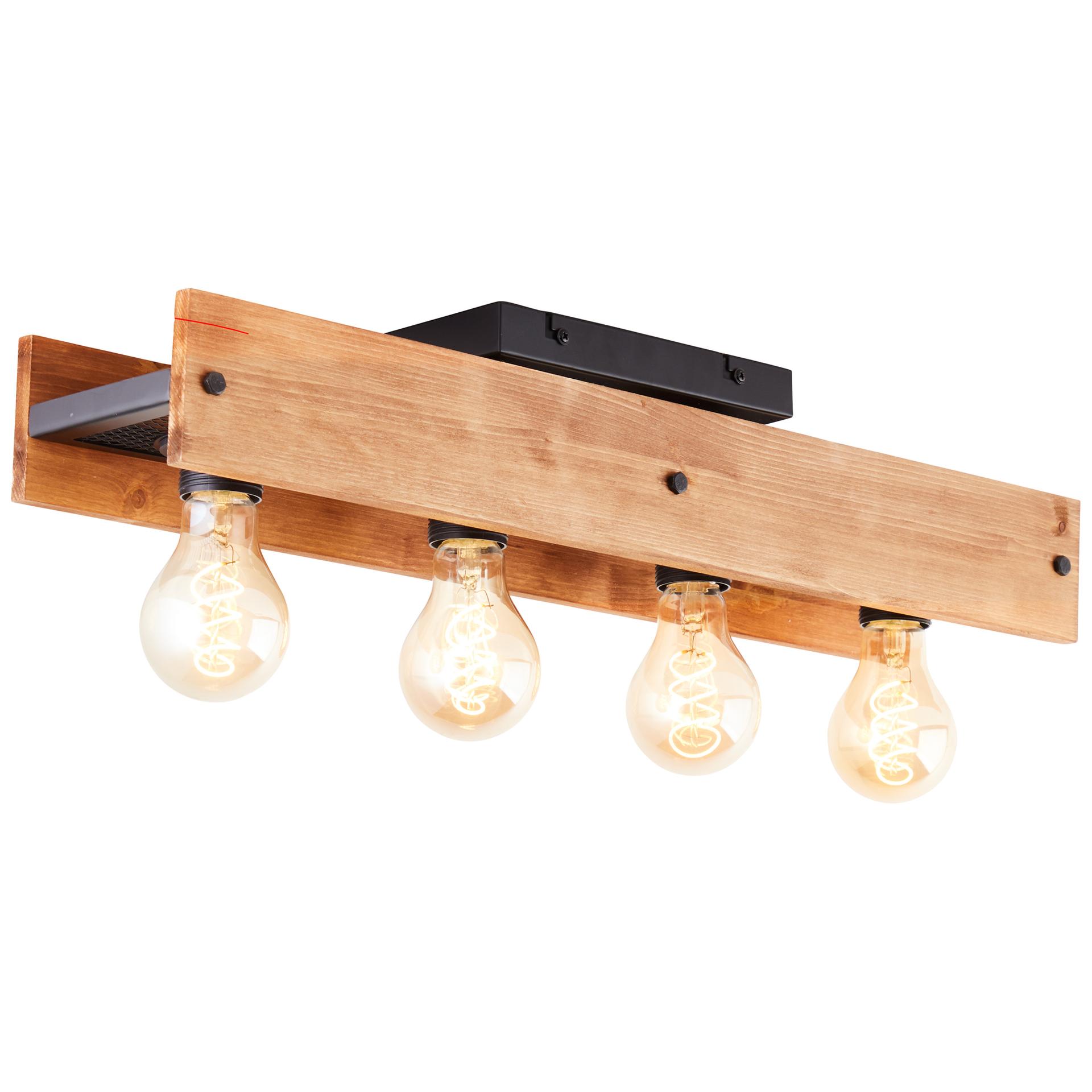 Deckenleuchte Daniel, braun, 60 x 11,7 cm, Holz Innenleuchte