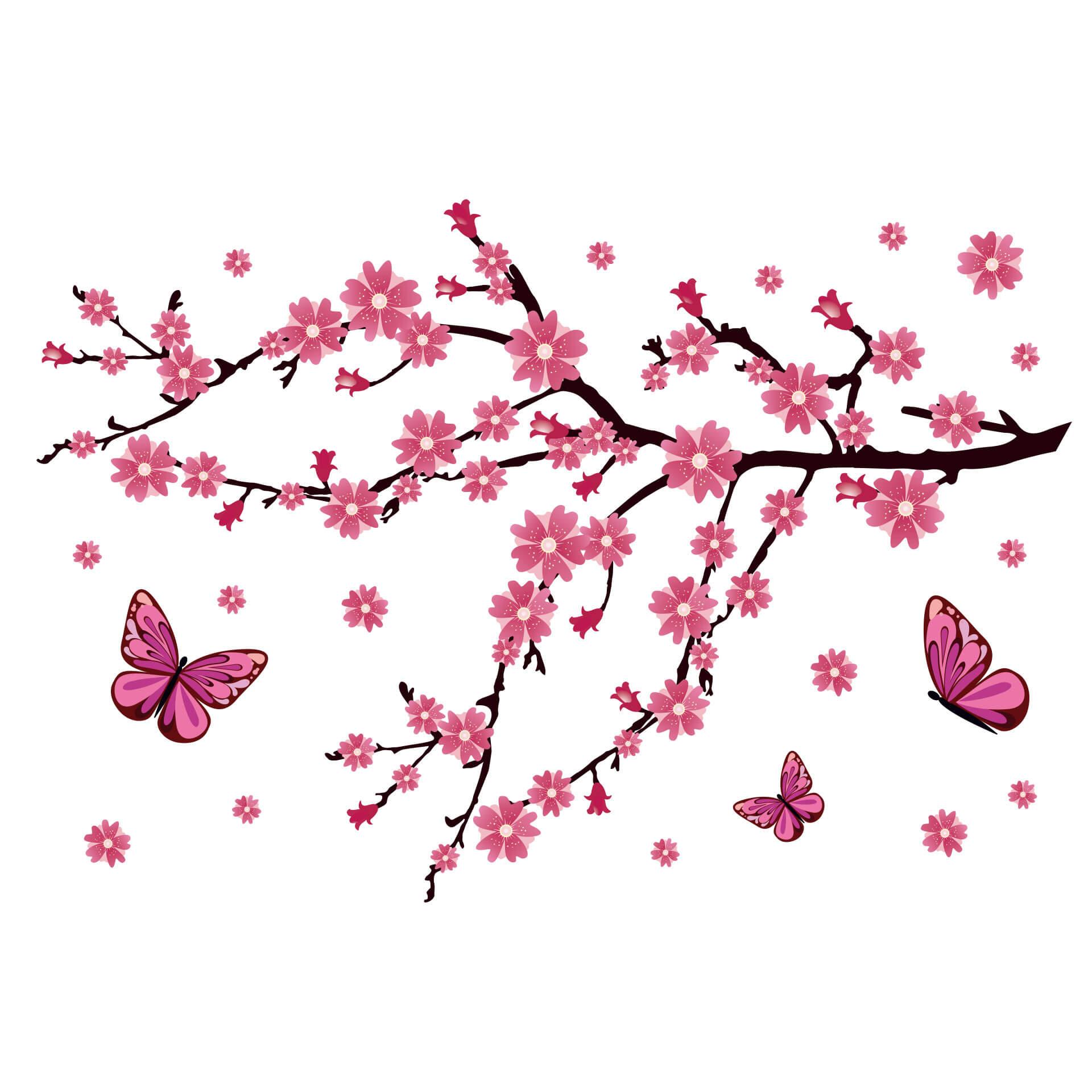 Muursticker Kersenbloesem & Vlinders