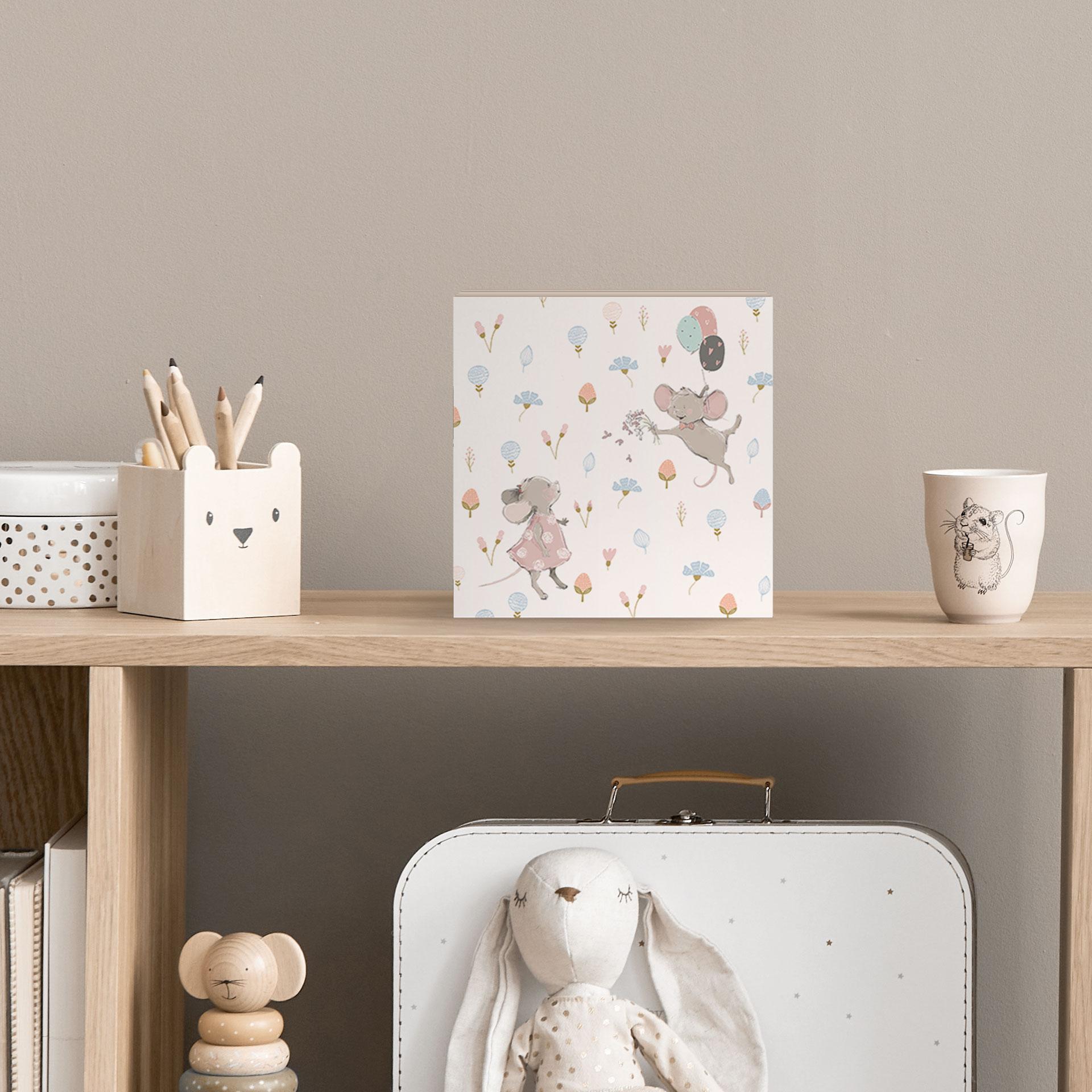 Blocco di decorazione in legno Topolini con palloncini - UN Designs