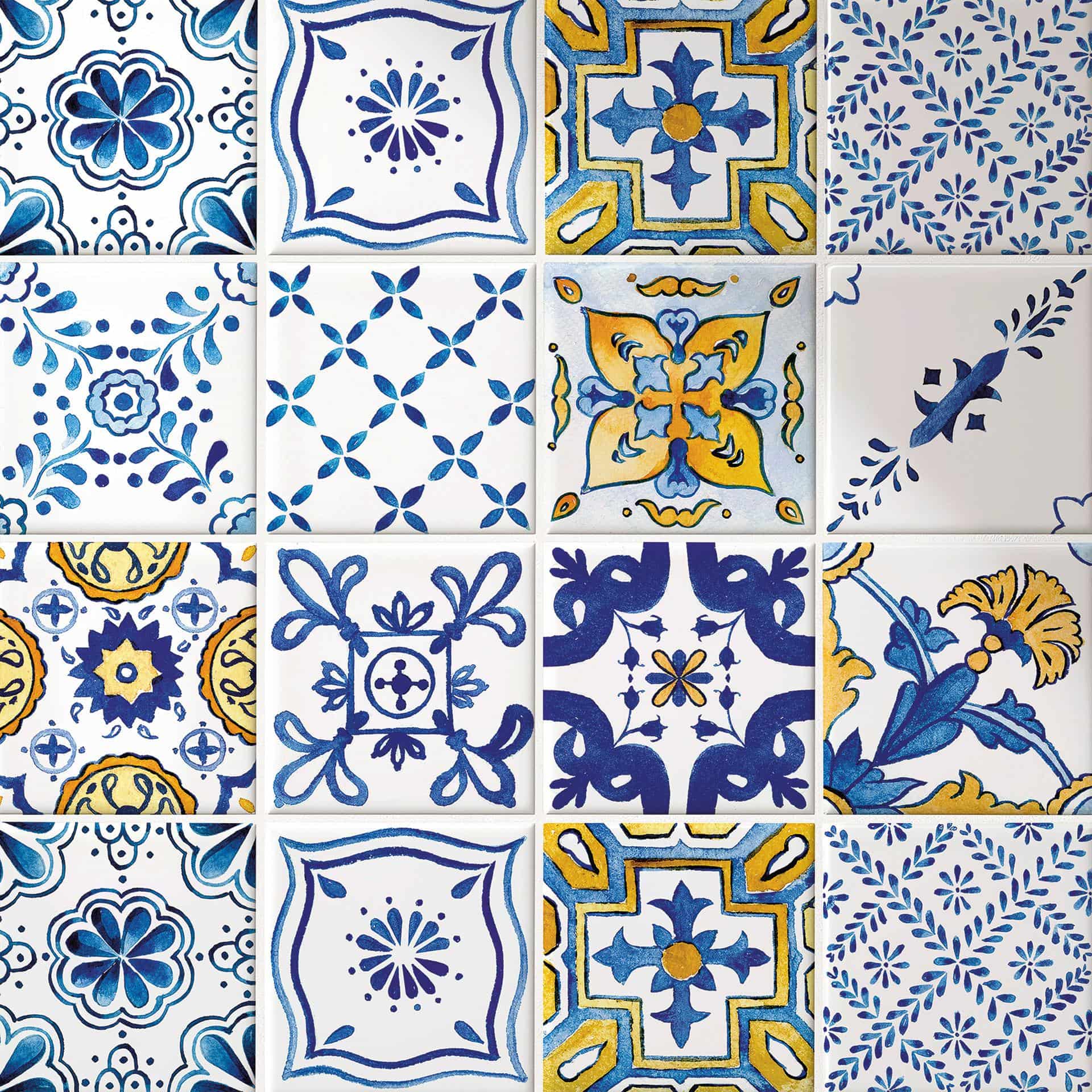 Azulejos Adhesivos acuarelables estilo mediterráneo - lote de 12