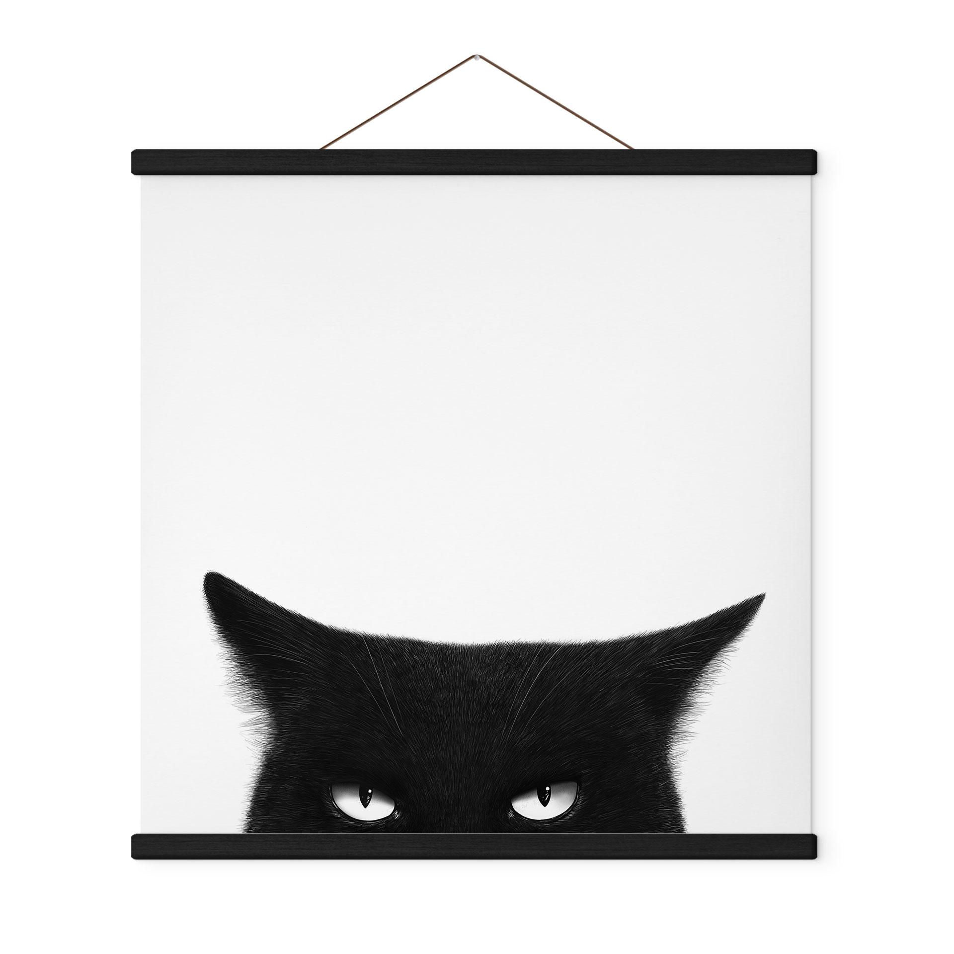 Affiche textile Regard d'une chatte noire - Korenkova - Carré