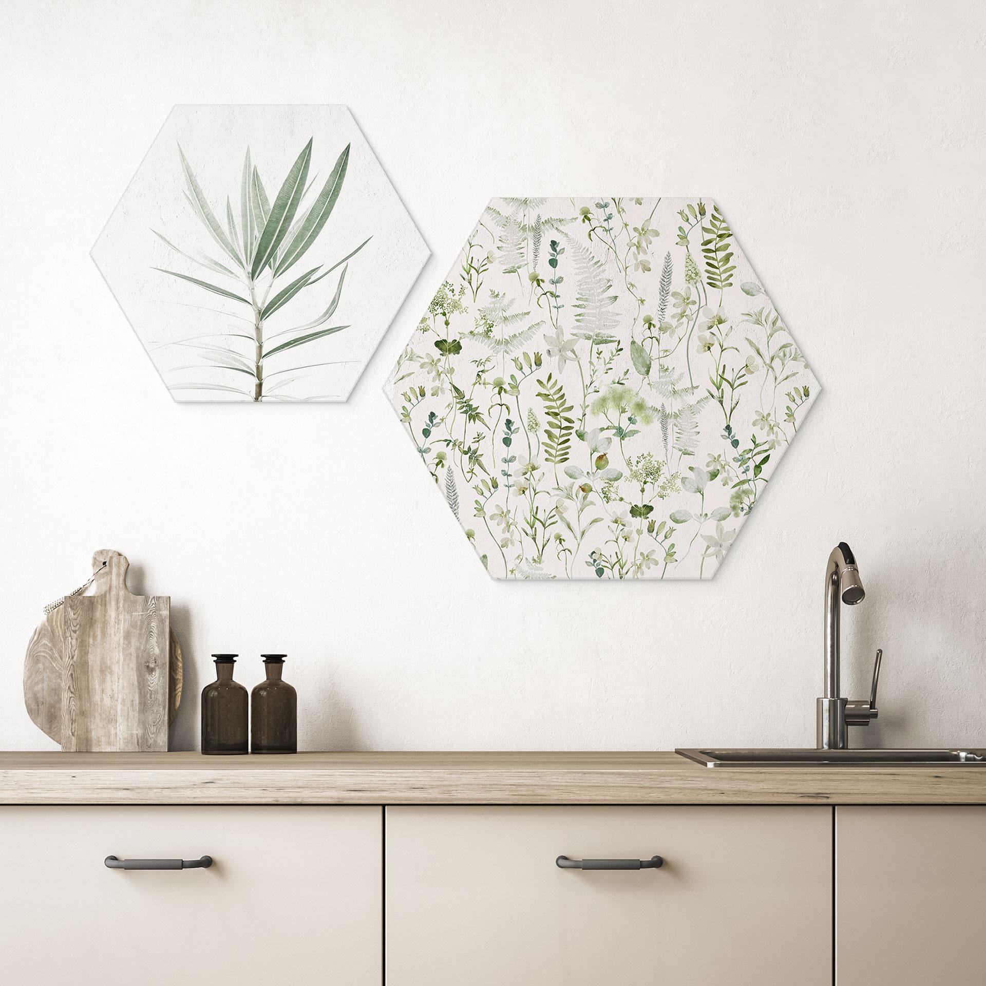 Hexagon Dibond Urter og vilde blomster - UN Designs