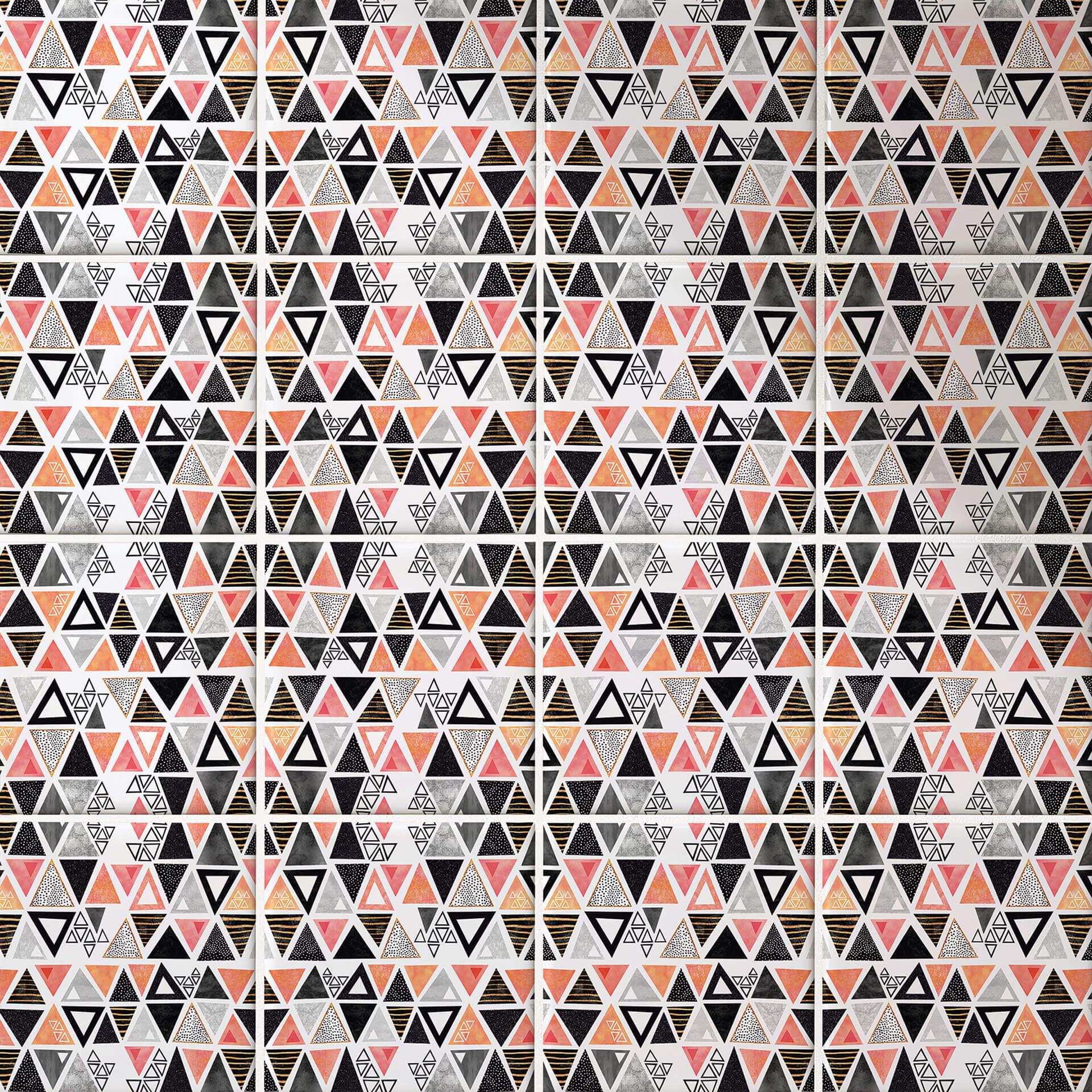Kakeldekor Fredriksson - Trianglar Svart Aprikos - Set om 12