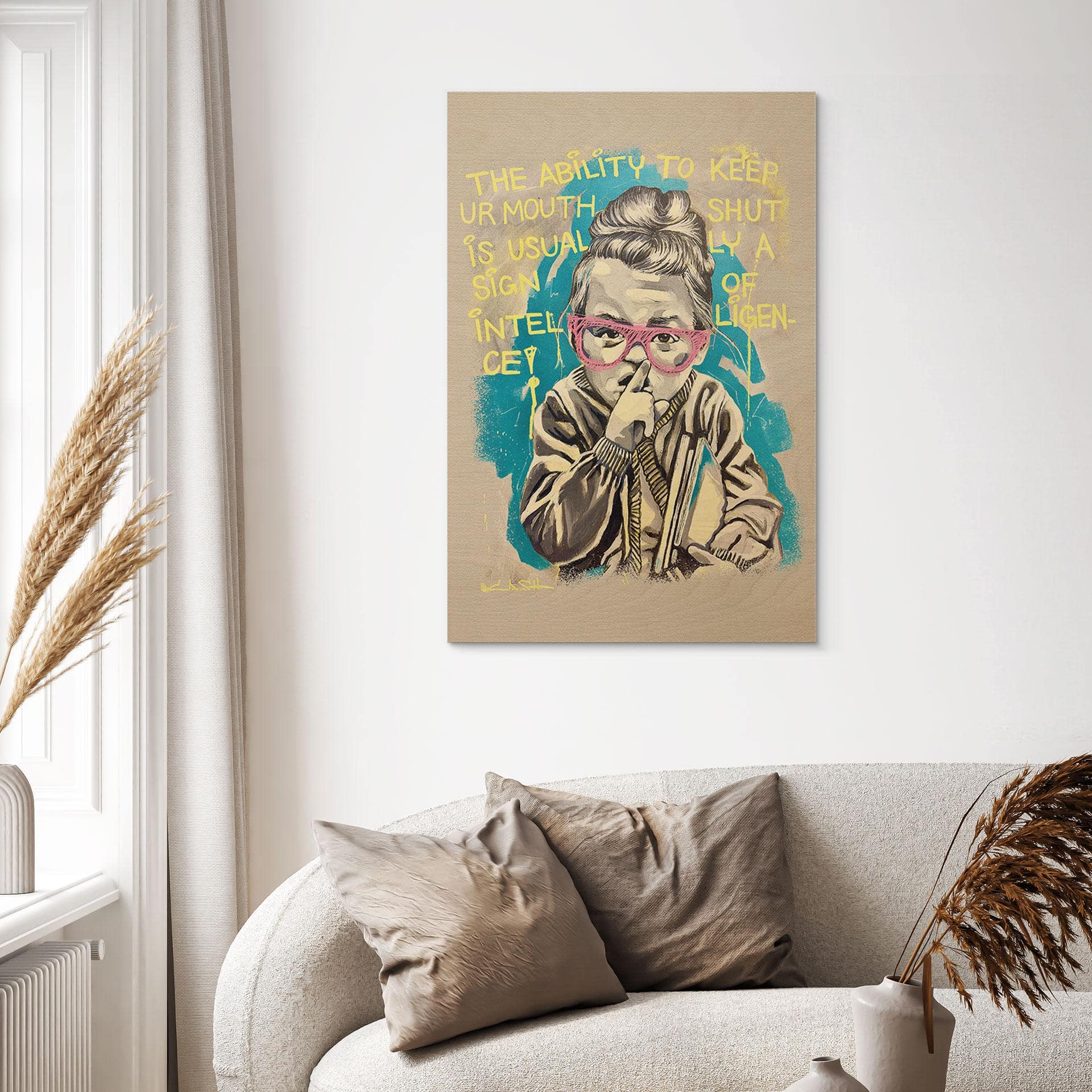 Houten Wanddecoratie Stilte Toont Intelligentie Pop Art - Habib