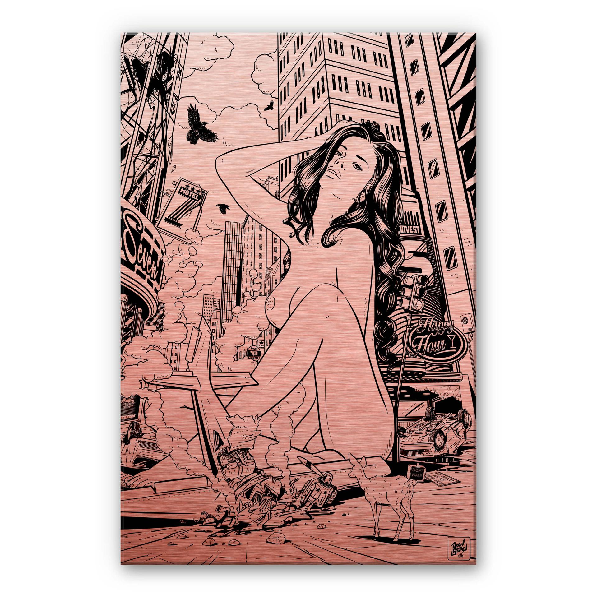 Alu-Dibond Koper Drawstore – Pin Up Plane Crash