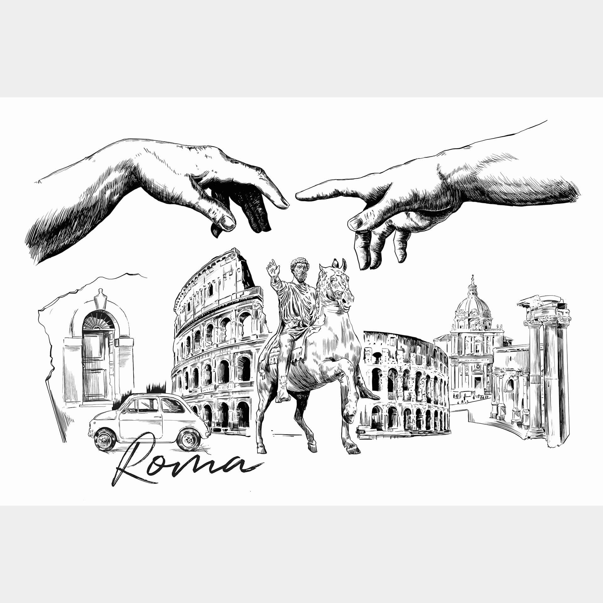 Fotobehang Love your City - Rome, Italië - zwart wit