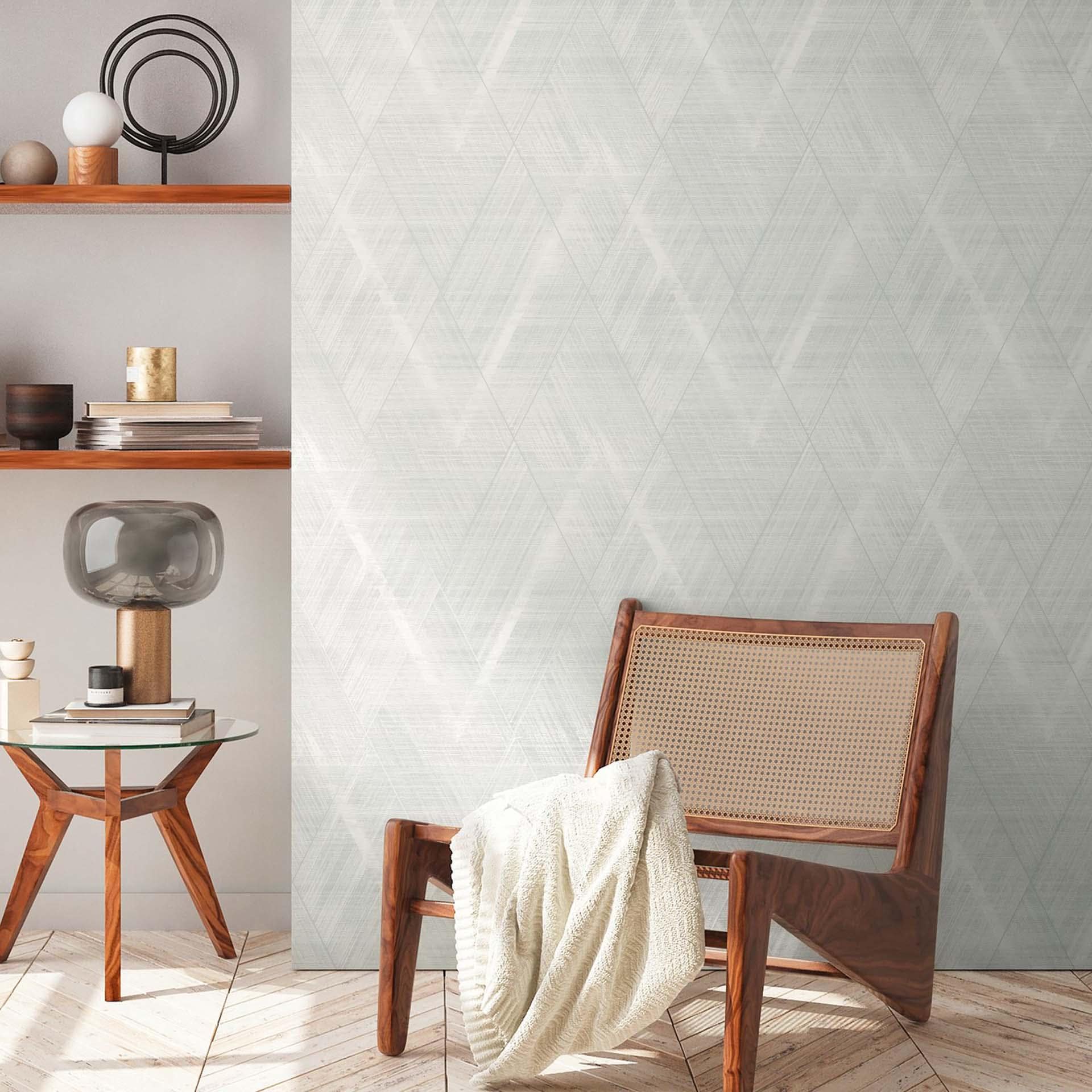 A.S. Création non-woven tapet BOS - grafisk tapet 3D effekt creme, hvid, sølv
