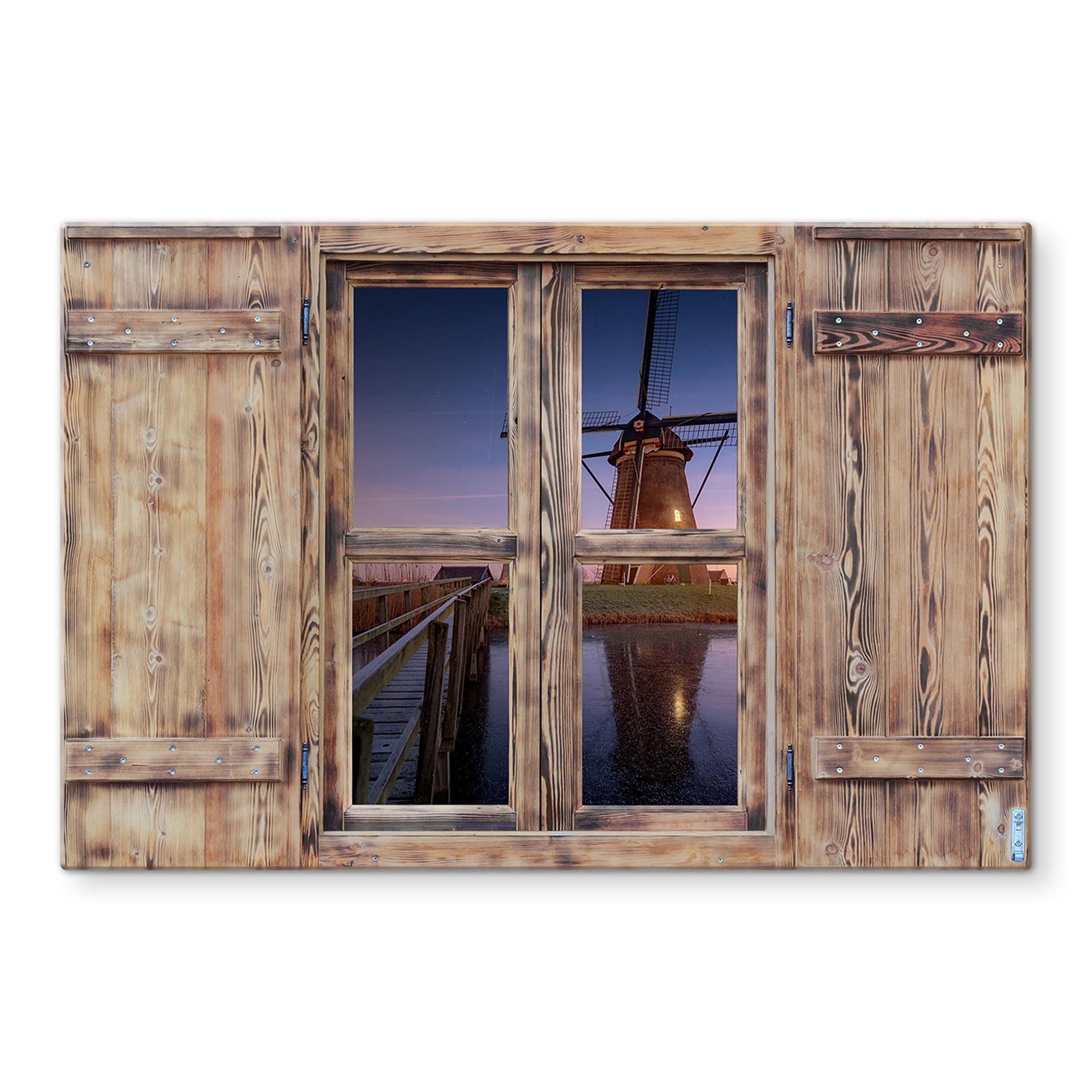 Stænkplade 3D Trævindue - Pablo - Kinderdijk 2