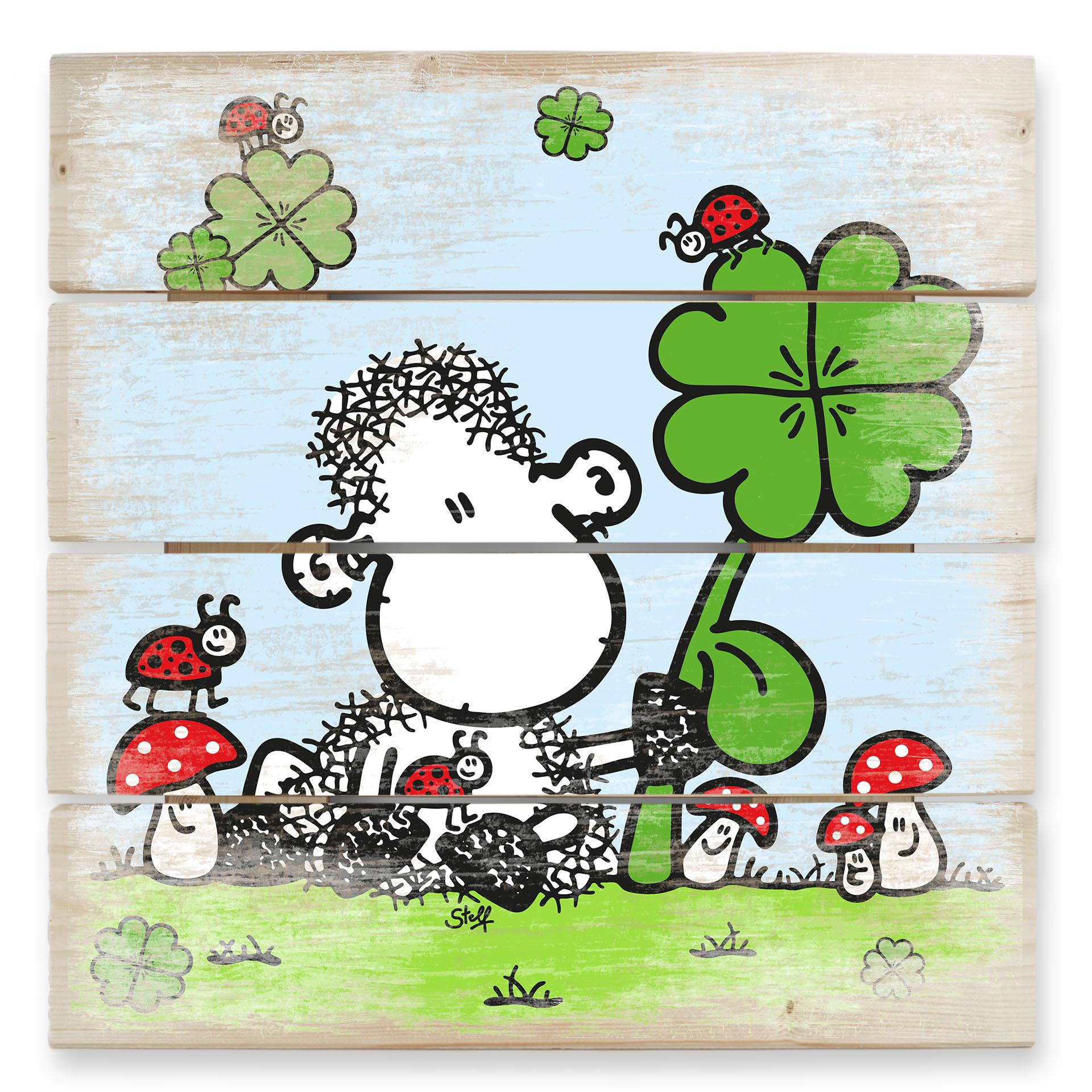 Holzbild sheepworld Ganz viel Glück - 40x41,5 cm