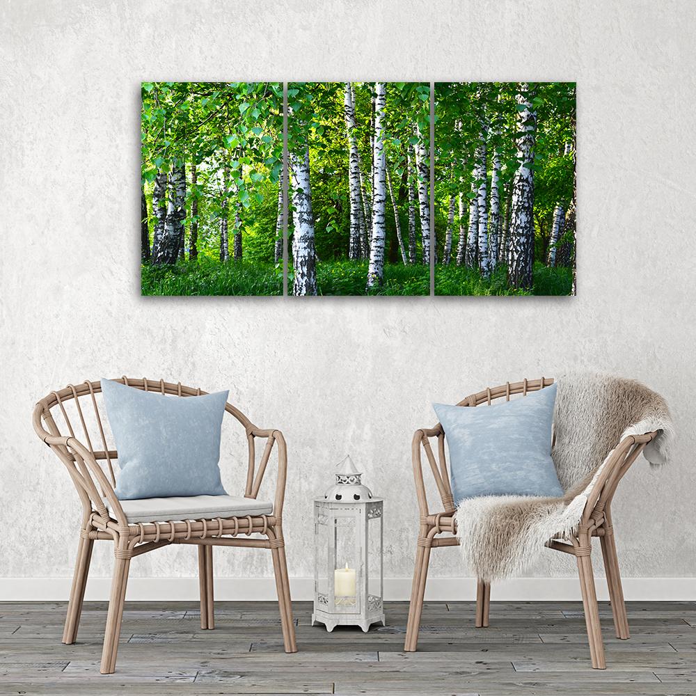 3 stykke lærredstryk, Birch Forest Green
