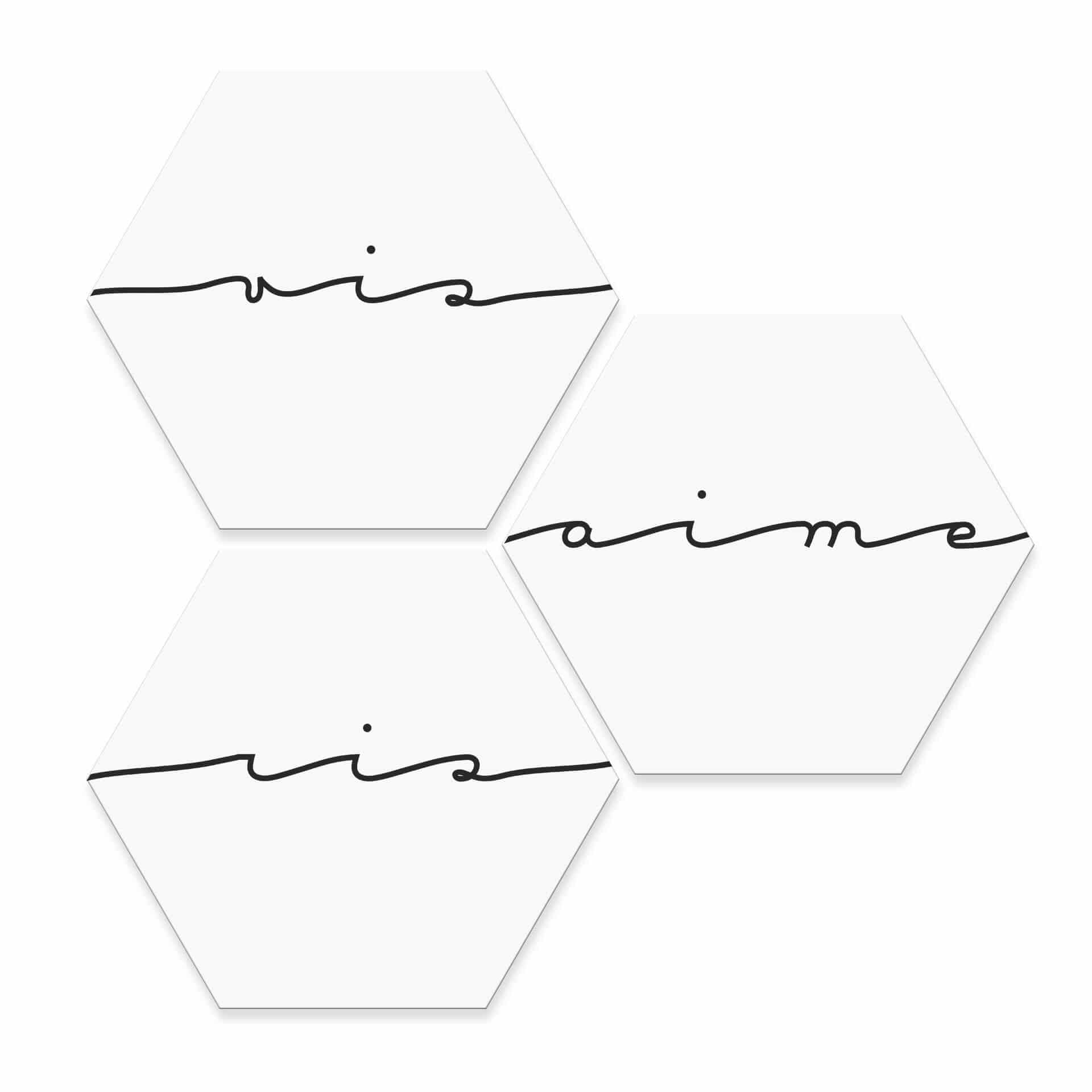 Hexagone - Alu-Dibond Vis ris aime (Set de 3)